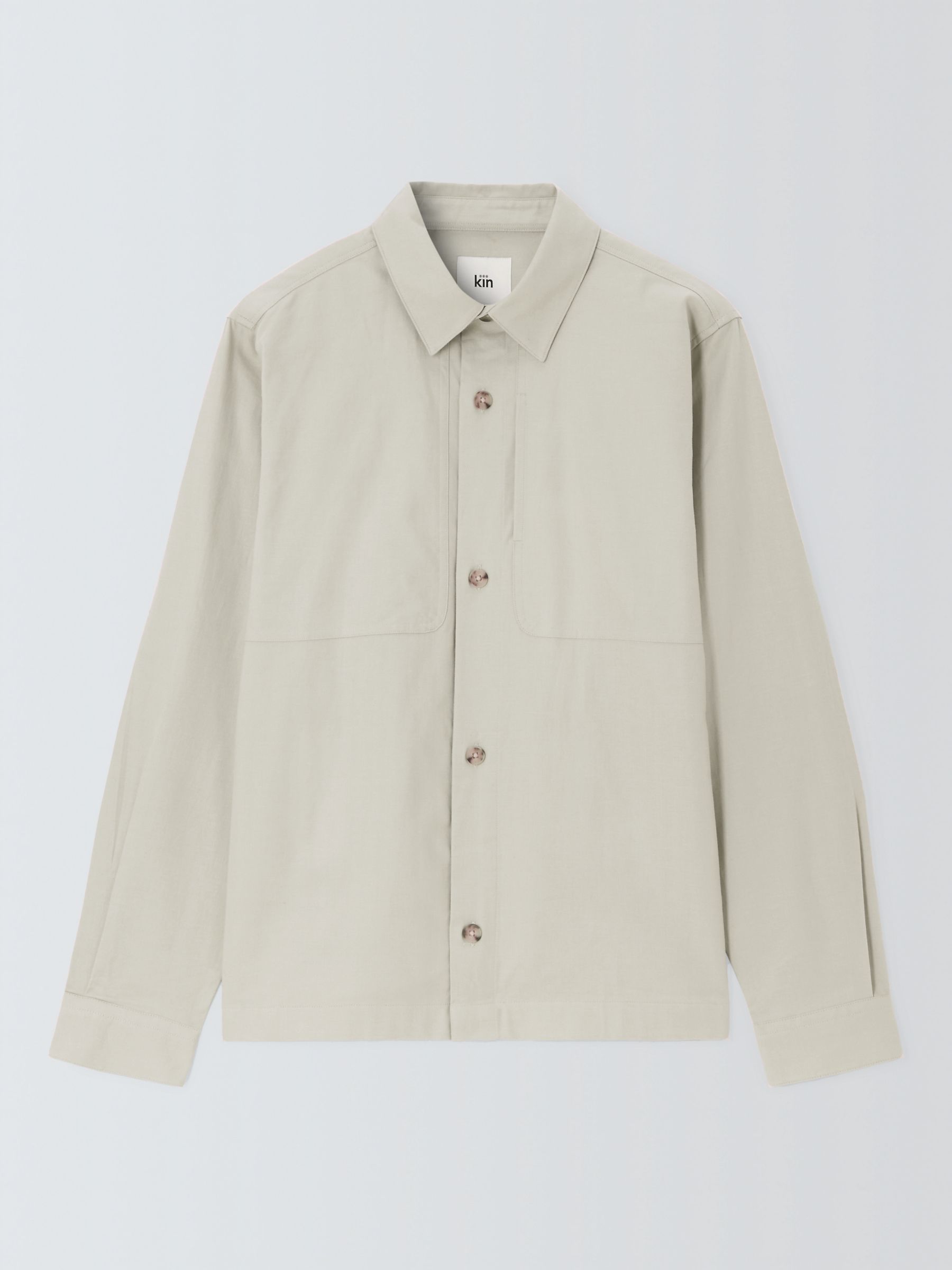 Kin Cotton Linen Blend Overlay Overshirt, Silver Birch, M