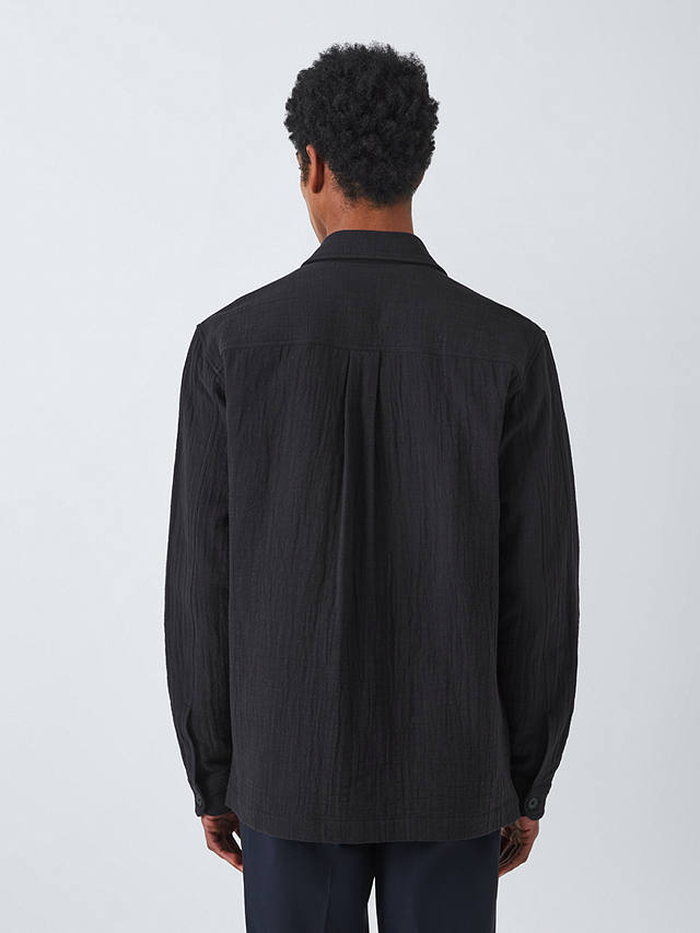 Kin Cotton Long Sleeve Textured Overshirt, Black Beauty