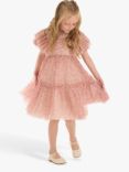 Angel & Rocket Kids' Juliana Leopard Print Mesh Tiered Dress, Pink