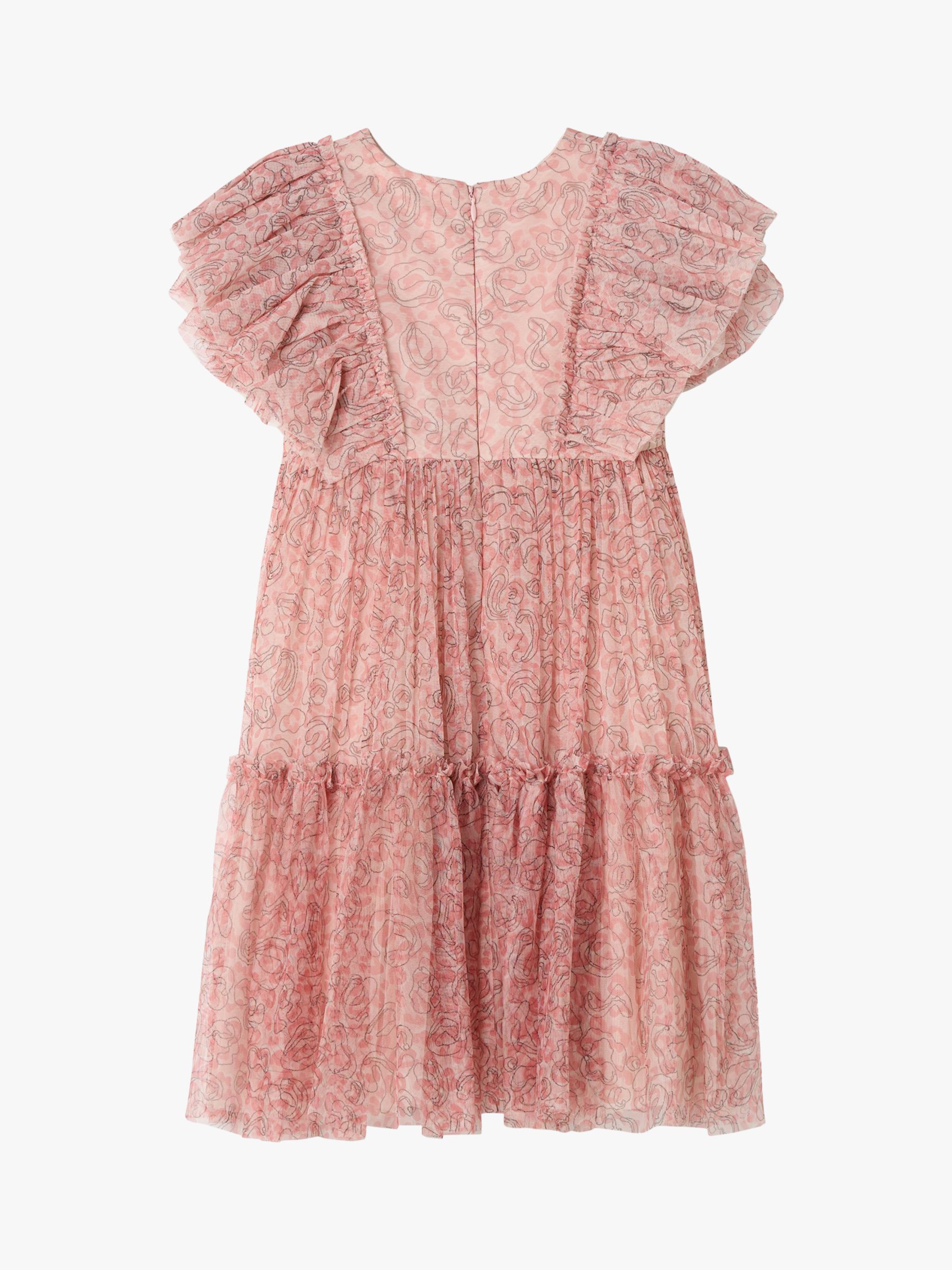 Buy Angel & Rocket Kids' Juliana Leopard Print Mesh Tiered Dress, Pink Online at johnlewis.com