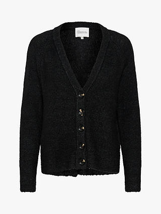 MY ESSENTIAL WARDROBE Button Knit Wool Blend Cardigan, Black Melange