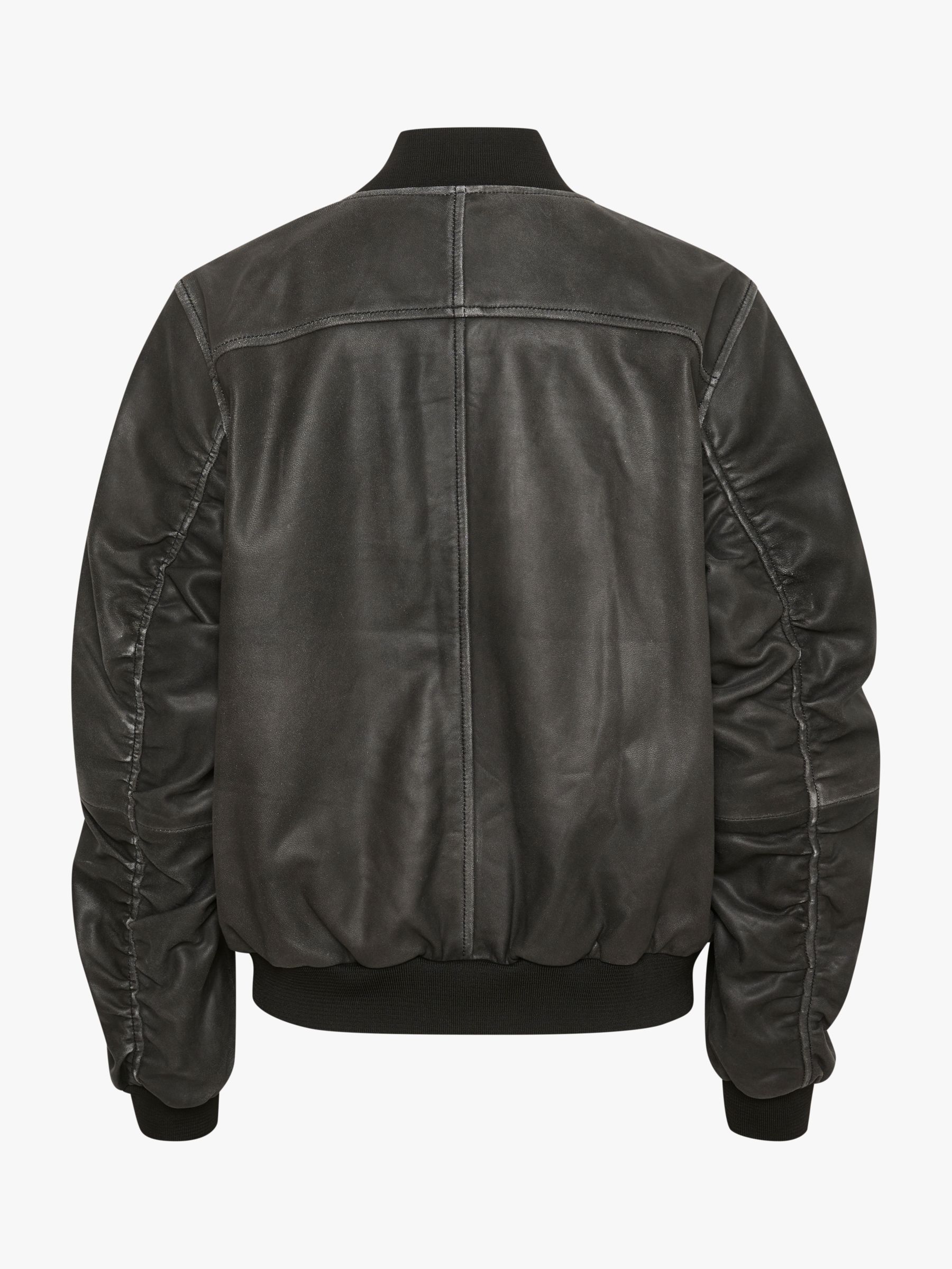 Buy MY ESSENTIAL WARDROBE Gilo Leather Bomber Jacket, Medium Grey Retro Online at johnlewis.com