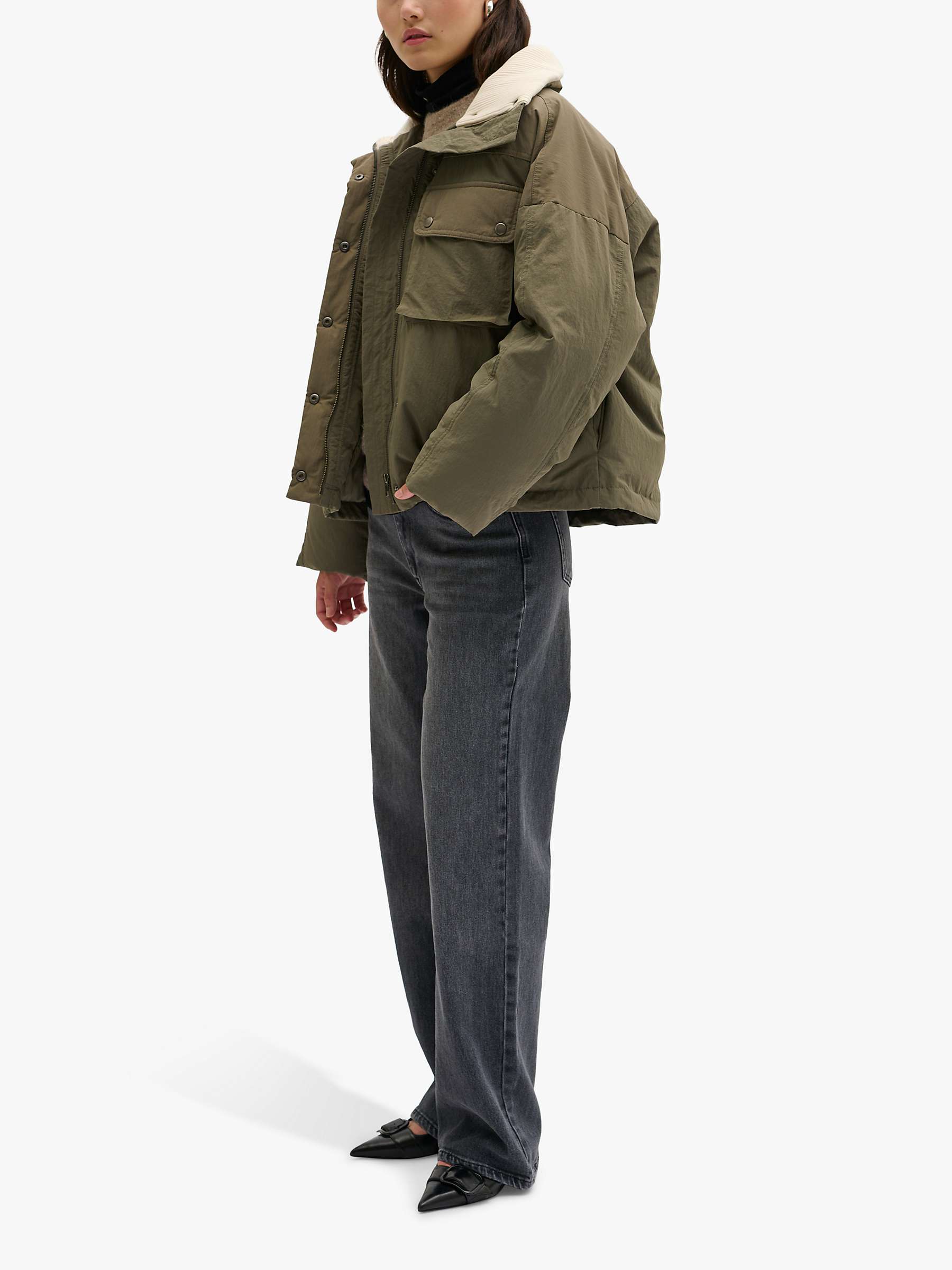 Buy MY ESSENTIAL WARDROBE Jamie Padded Boxy Fit Jacket, Dusty Olive Online at johnlewis.com