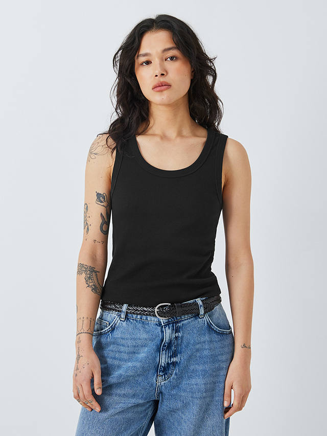 AND/OR Willa Ribbed Vest Top, Black