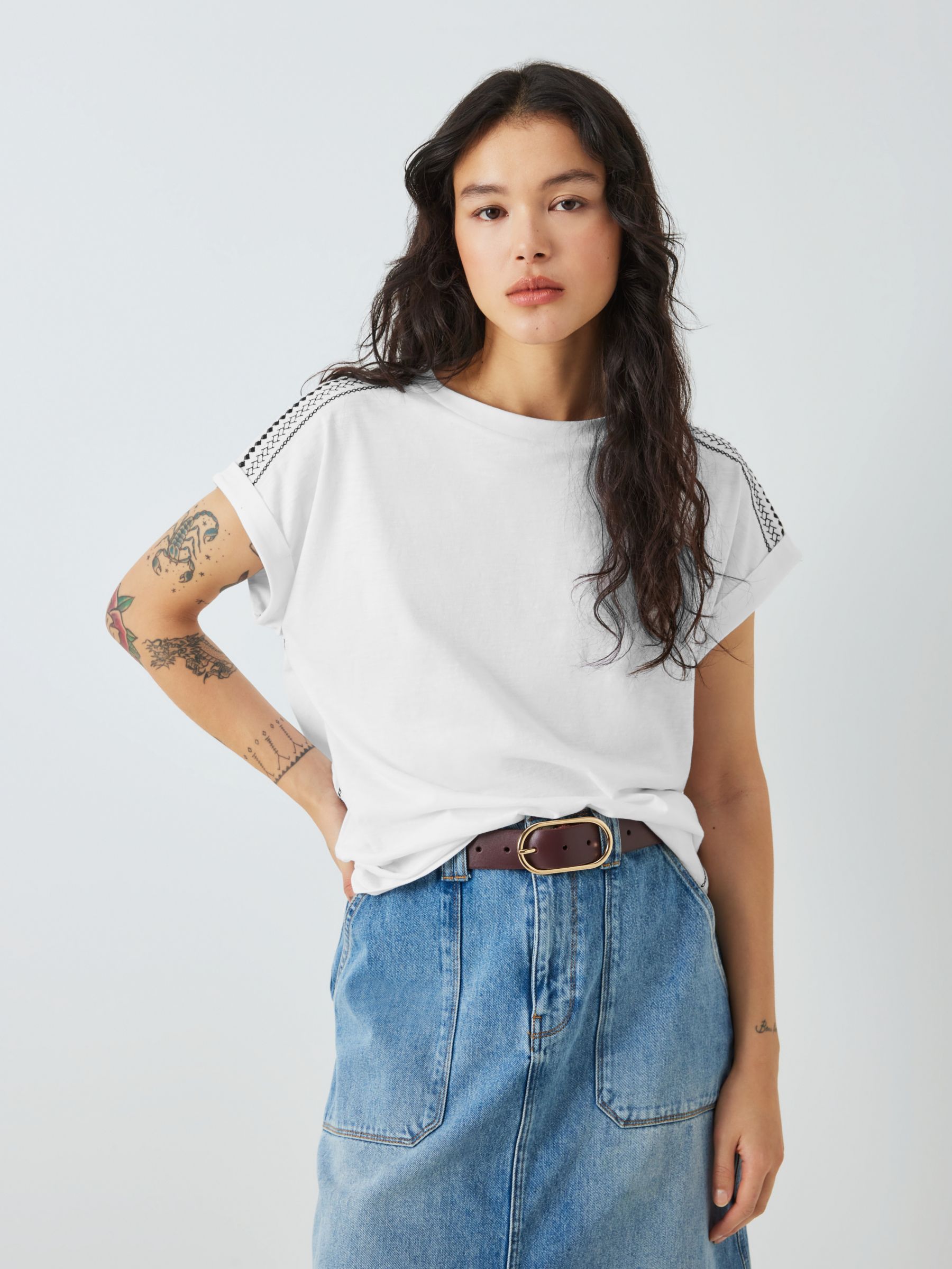 Women's White Embroidered Shirts & Tops