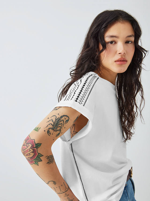 AND/OR Embroidered Shoulder Tank T-Shirt, White