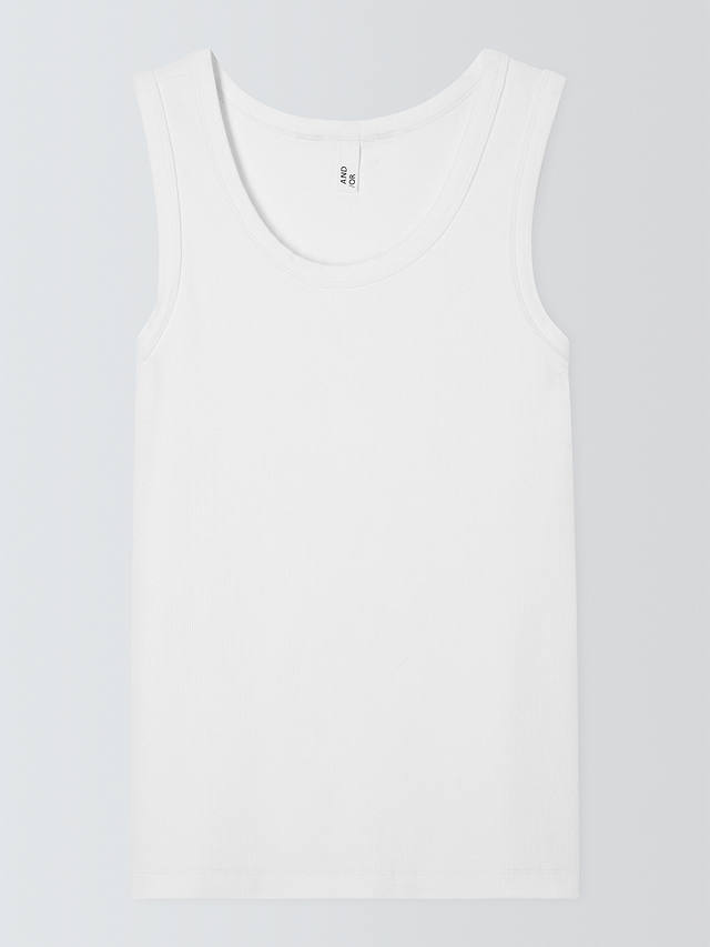 AND/OR Willa Ribbed Vest Top, White