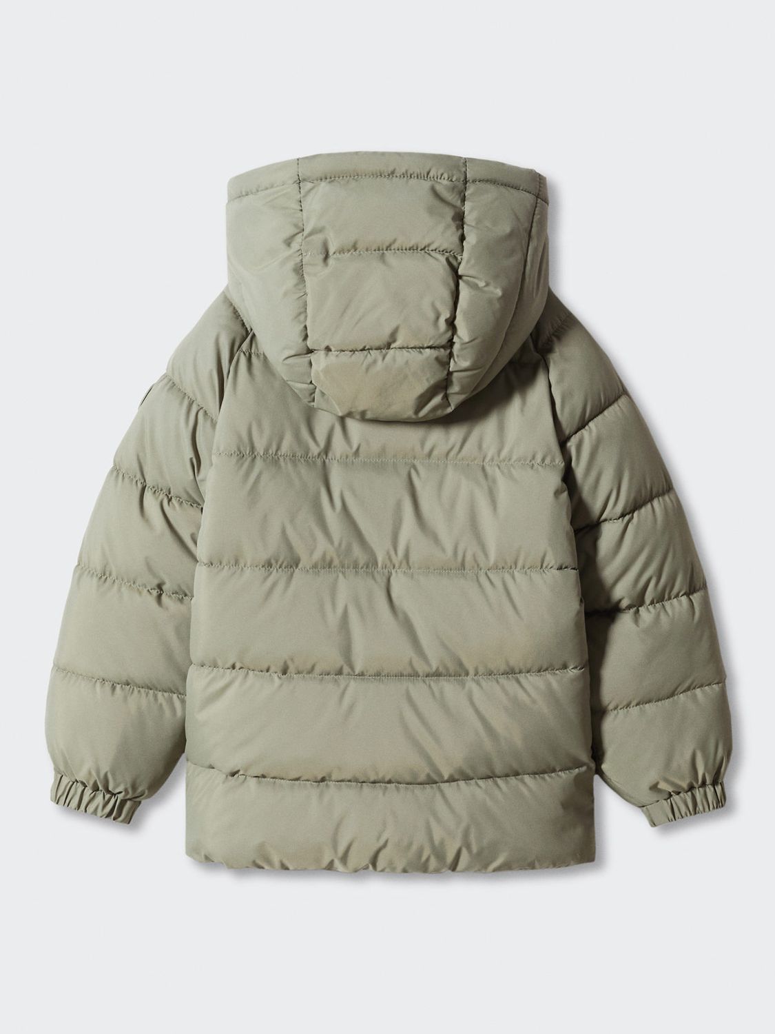 Mango Kids' America Quilted Hooded Coat, Green at John Lewis & Partners