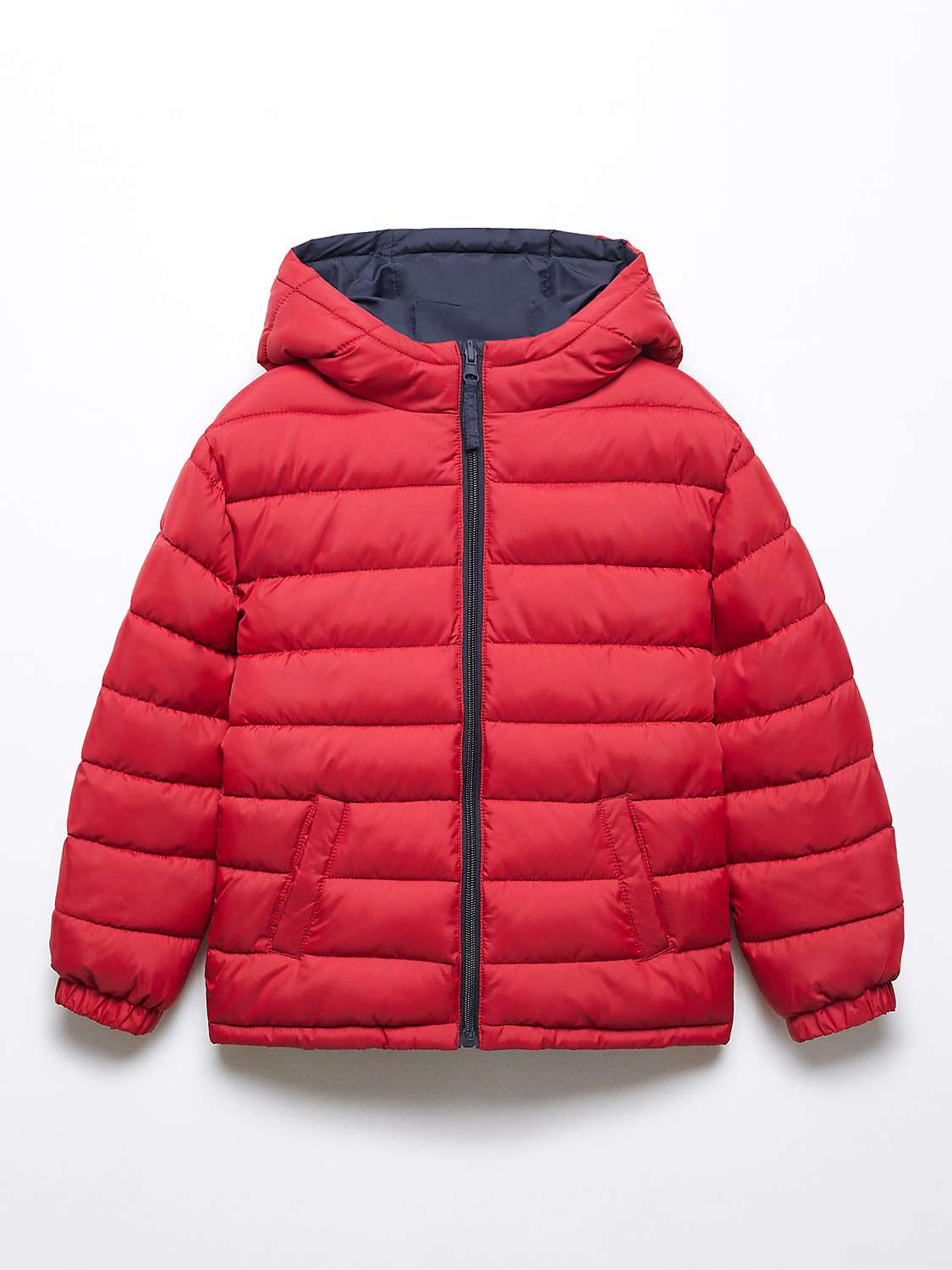 Buy Mango Kids' Paco Reversible Quilted Hooded Anorak, Red/Navy Online at johnlewis.com
