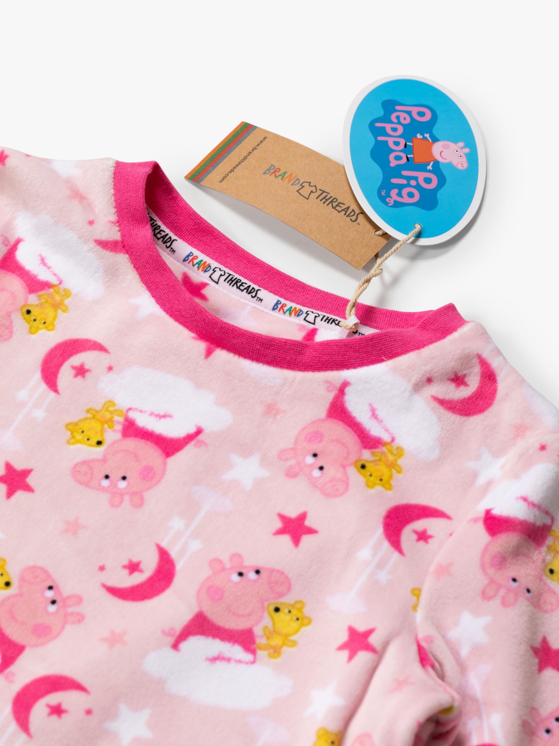 Brand Threads Kids' Peppa Pig Fleece Pyjamas Set, Pink, 12-18 months