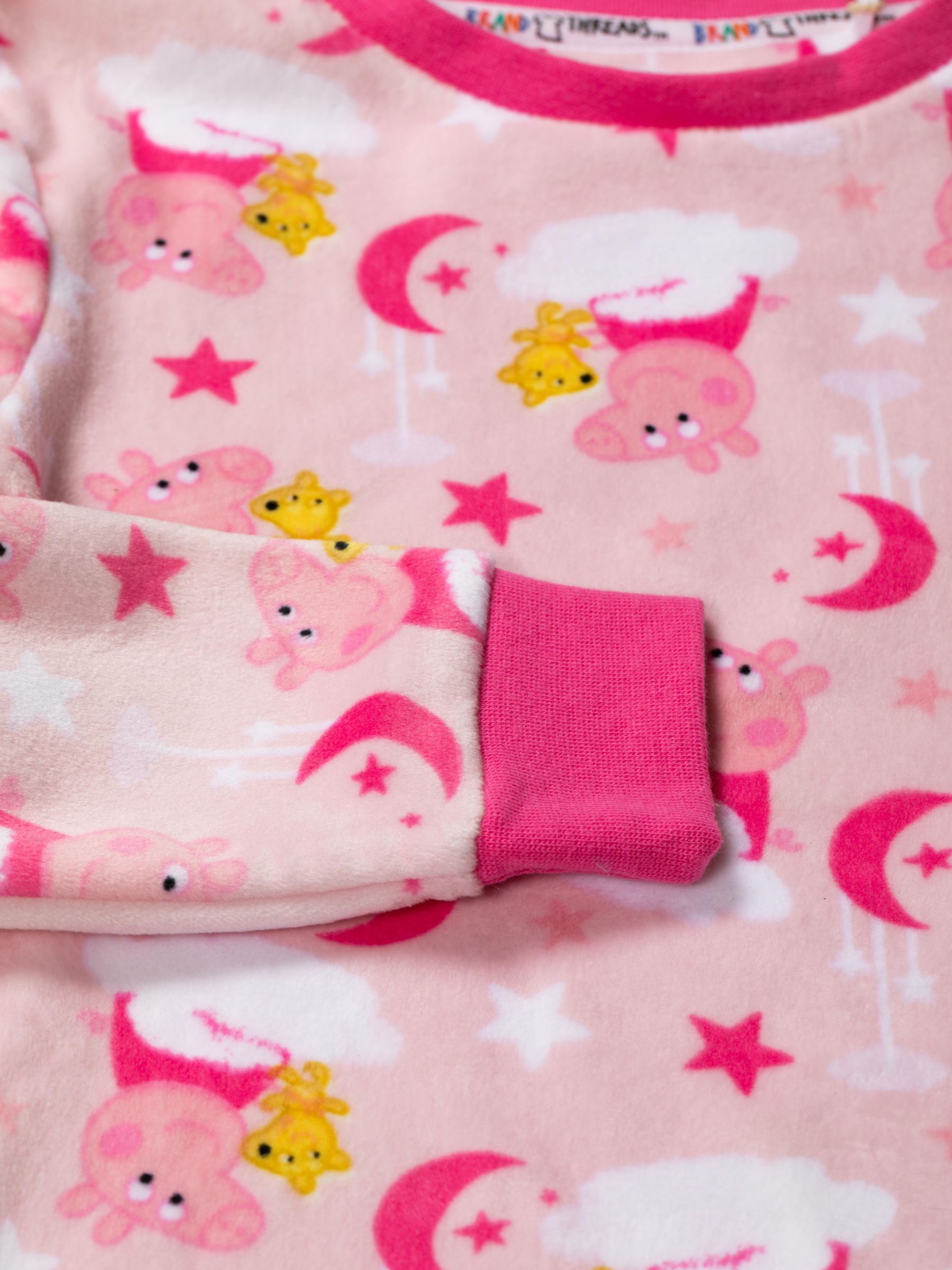 Brand Threads Kids' Peppa Pig Fleece Pyjamas Set, Pink, 12-18 months