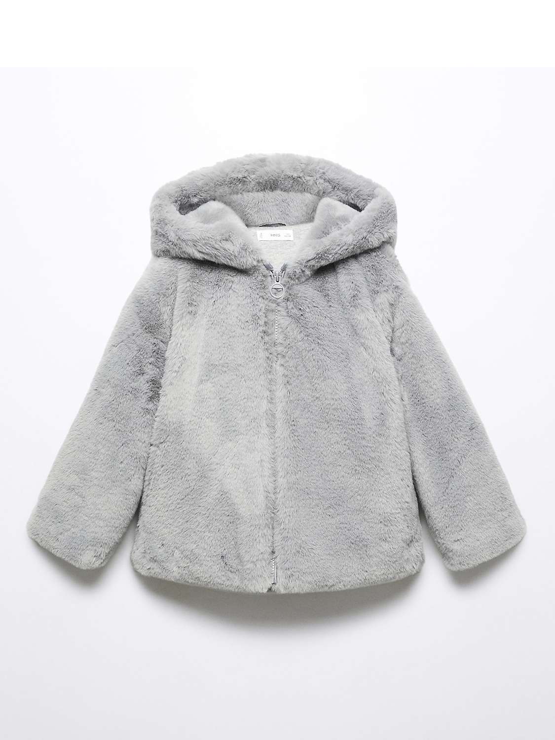 Buy Mango Kids' Bolita Faux Fur Hooded Coat, Grey Online at johnlewis.com