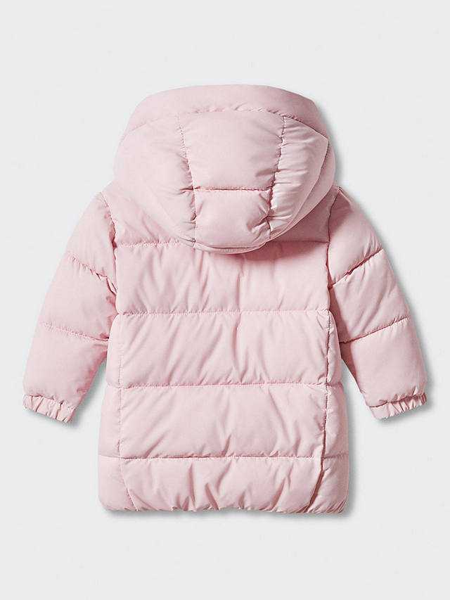 Mango Baby Julong Faux Shearling Lined Hooded Padded Jacket, Light Pastel Pink