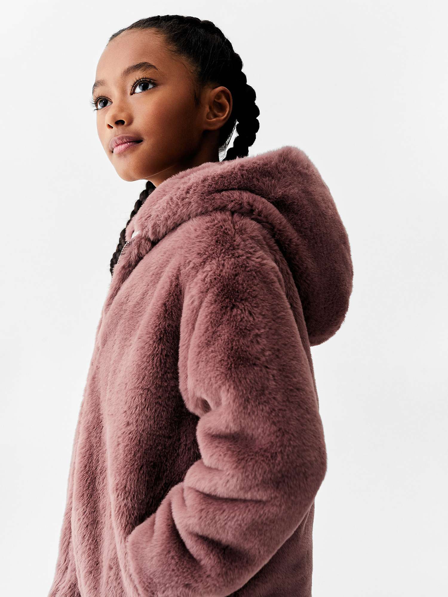 Mango Kids' Bolita Faux Fur Coat, Pink at John Lewis & Partners