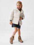 Mango Baby Candiju Turtle Neck Quilted Jacket, Light Beige