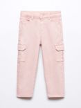 Mango Kids' Wanda Pocket Cargo Jeans, Light Pastel Pink