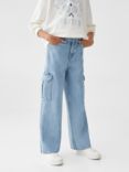 Mango Kids' Sabrina Cargo Style Jeans, Open Blue