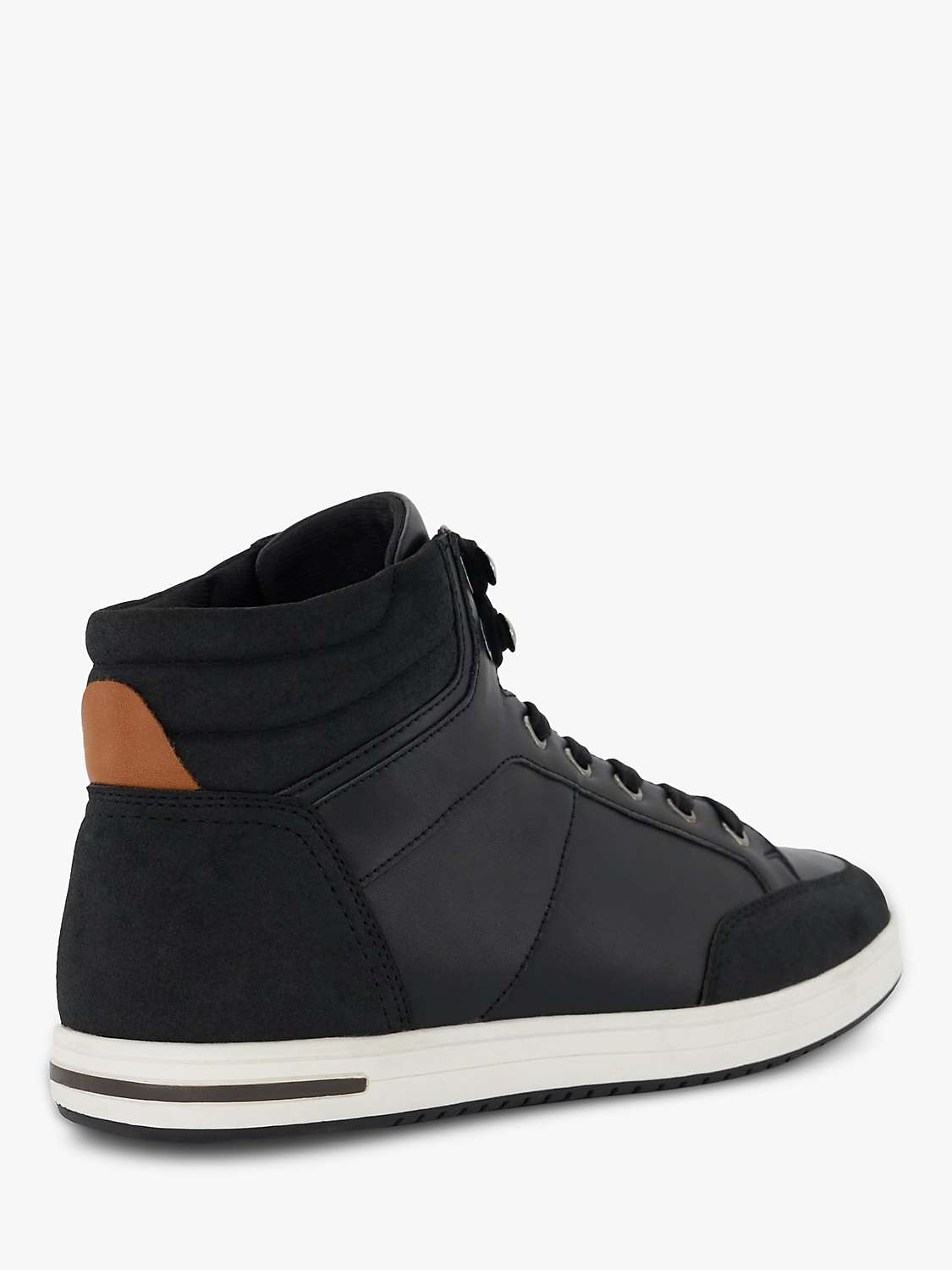 Buy Dune Sutton Leather High-Top Trainers, Black Online at johnlewis.com