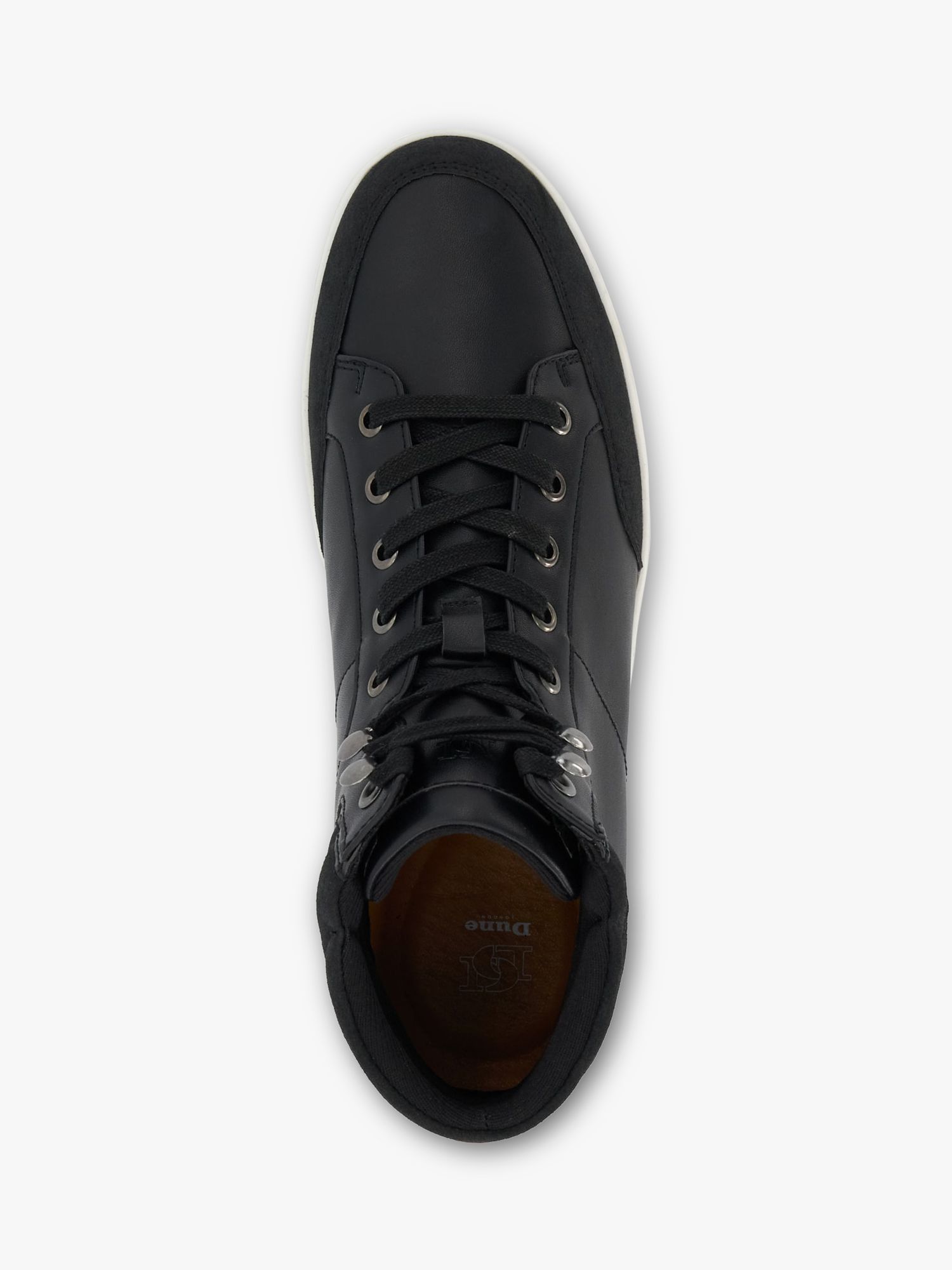 Dune Sutton Leather High-Top Trainers, Black, 6