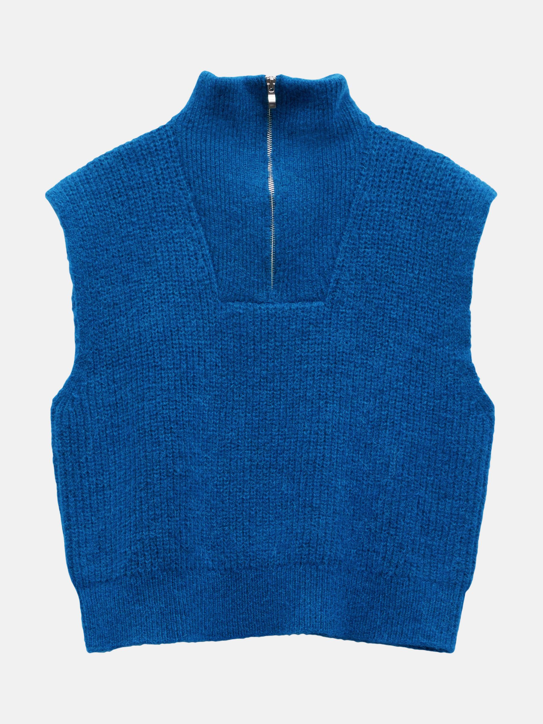 HUSH Dalia Zip Knit Vest, Inky Blue at John Lewis & Partners