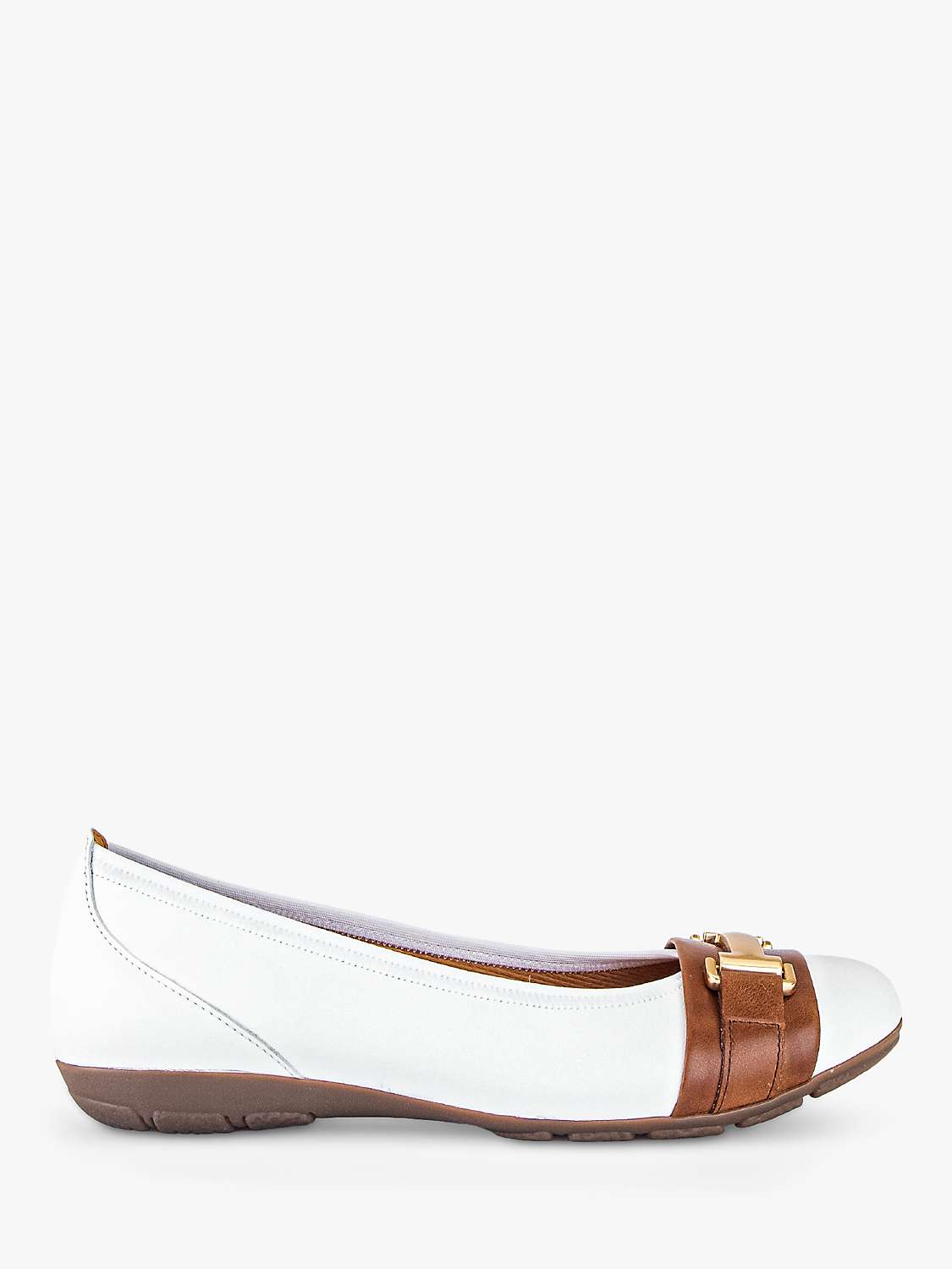 Buy Gabor Rona Leather Chain Detail Ballet Pumps, White/Tan Online at johnlewis.com