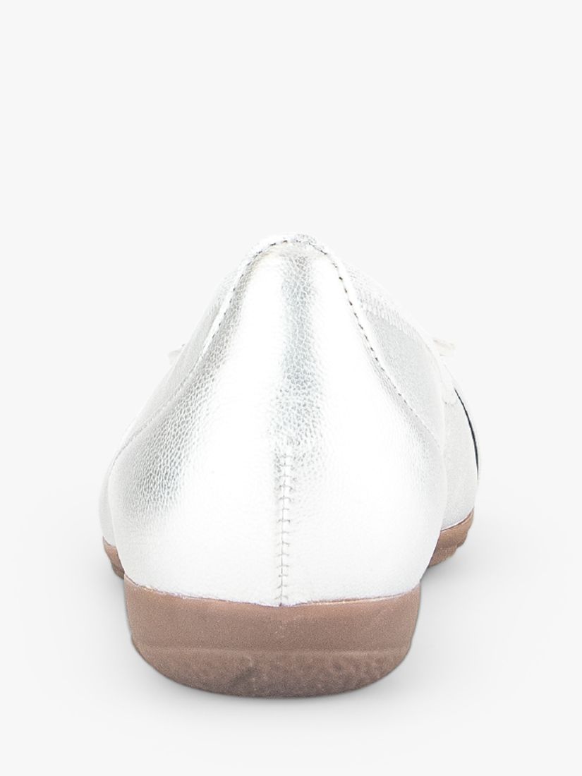 Gabor Rosta Leather Round Trim Detail Ballet Pumps, Silver, 7.5