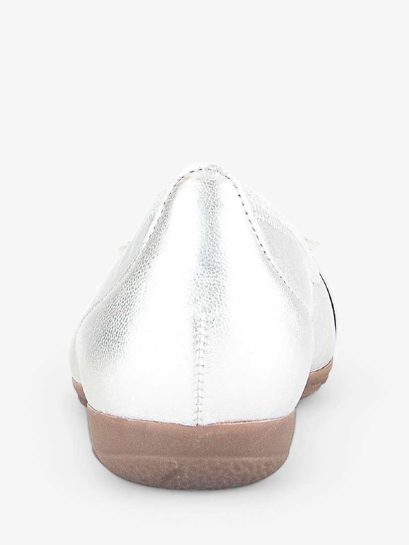 Buy Gabor Rosta Leather Round Trim Detail Ballet Pumps, Silver Online at johnlewis.com