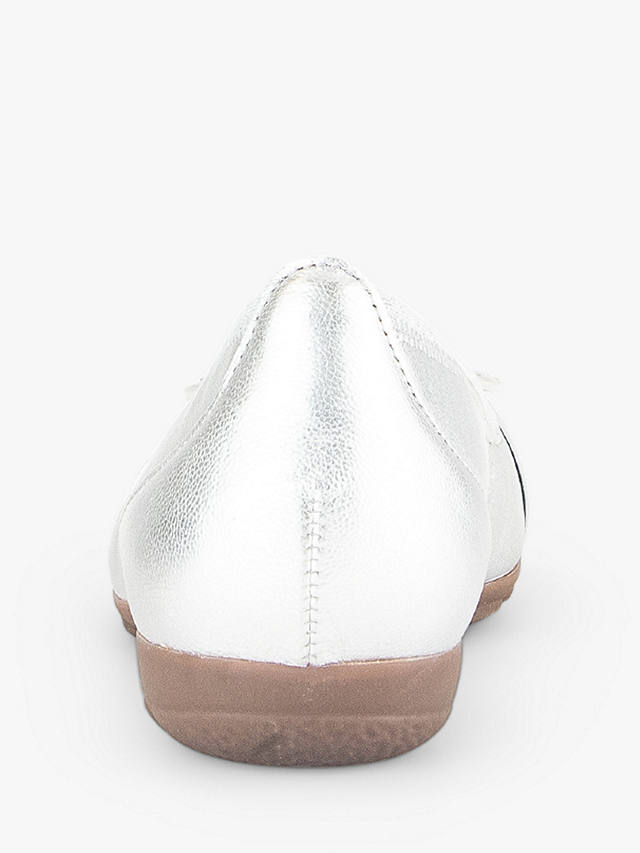 Gabor Rosta Leather Round Trim Detail Ballet Pumps, Silver