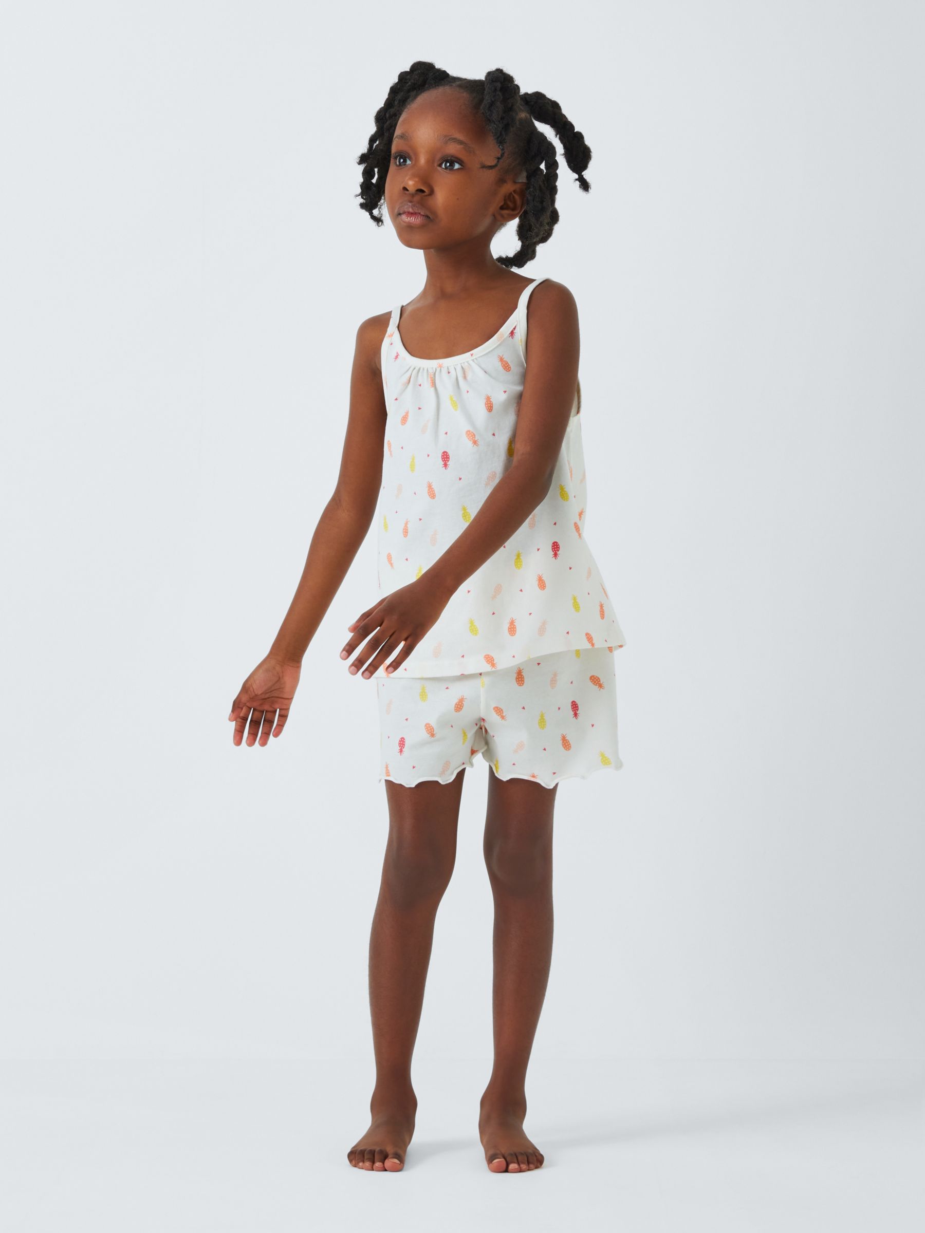 John Lewis Kids' Pineapple Heart Print Shorts Swing Pyjamas Set, Pack of 2, Multi, 2 years
