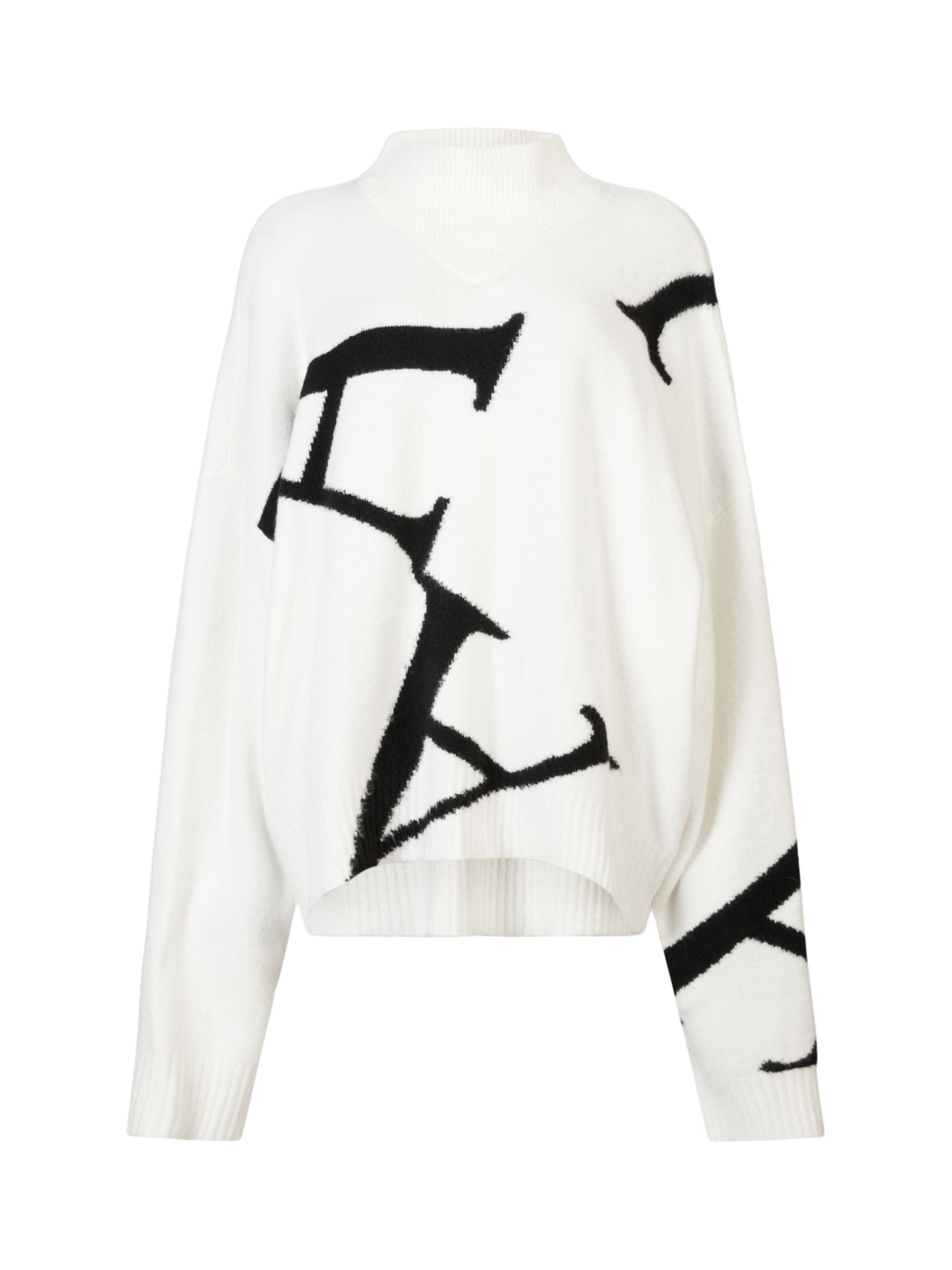 AllSaints A Star Wool Blend Jumper, Chalk White/Black at John Lewis ...