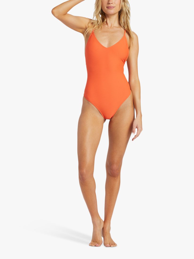Billabong Tanlines High Leg Swimsuit, Coral Craze, M