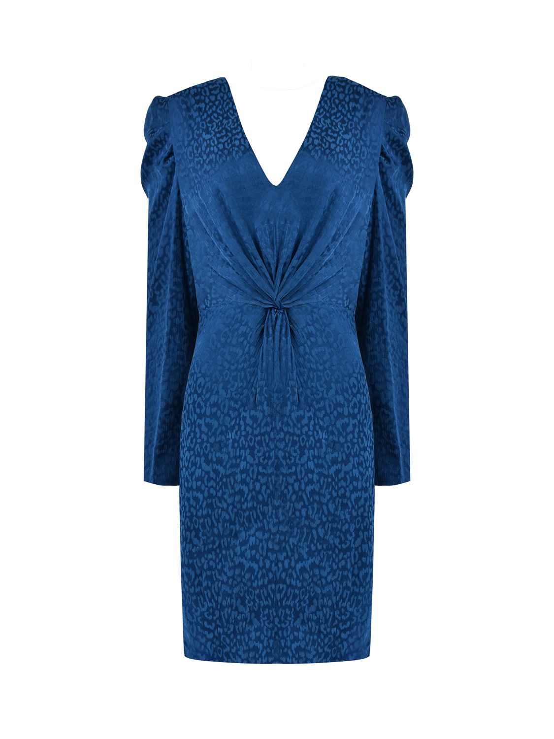 Ro&Zo Satin Jacquard Twist Front Mini Dress, Blue, 8