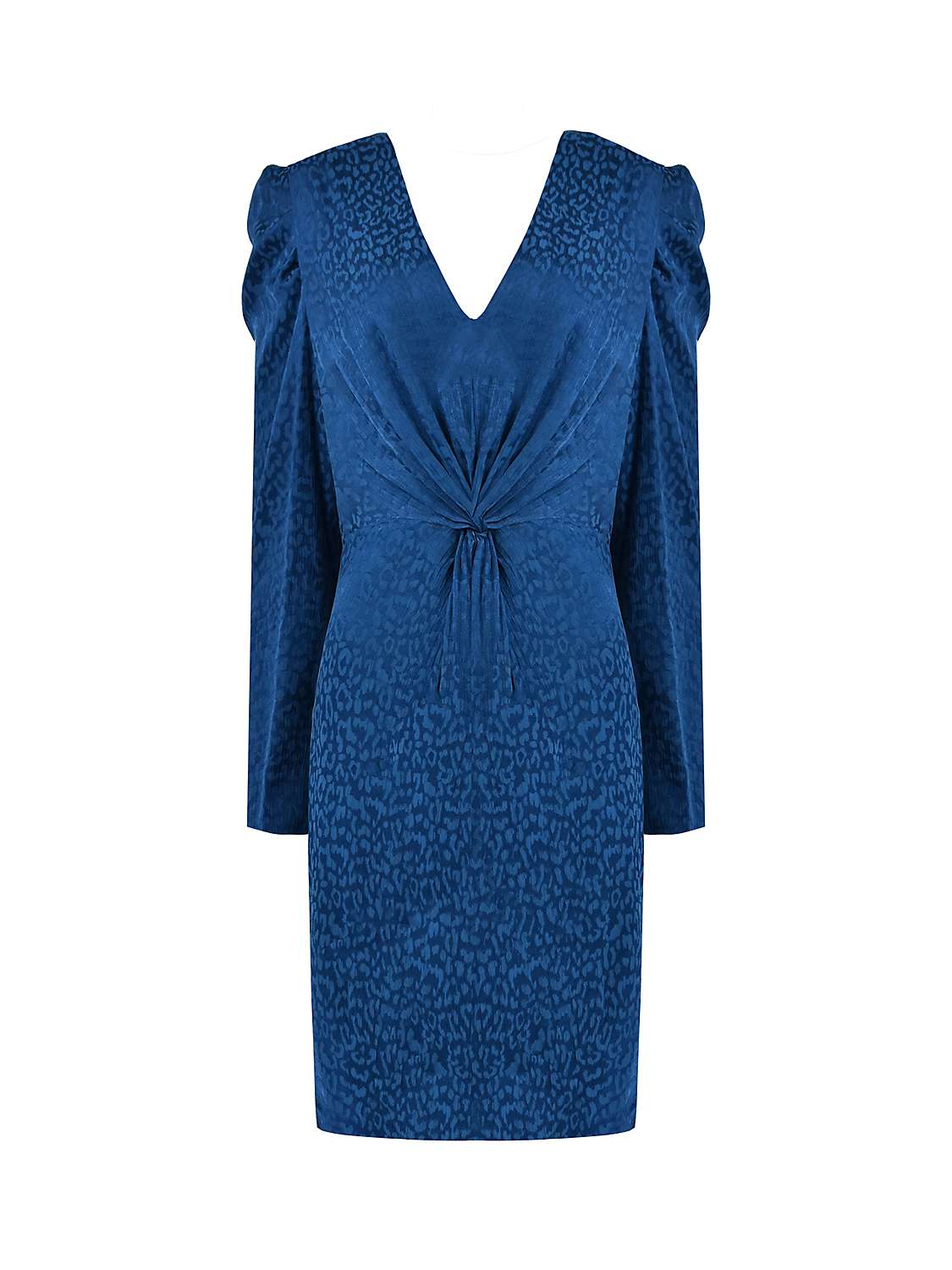 Buy Ro&Zo Satin Jacquard Twist Front Mini Dress, Blue Online at johnlewis.com