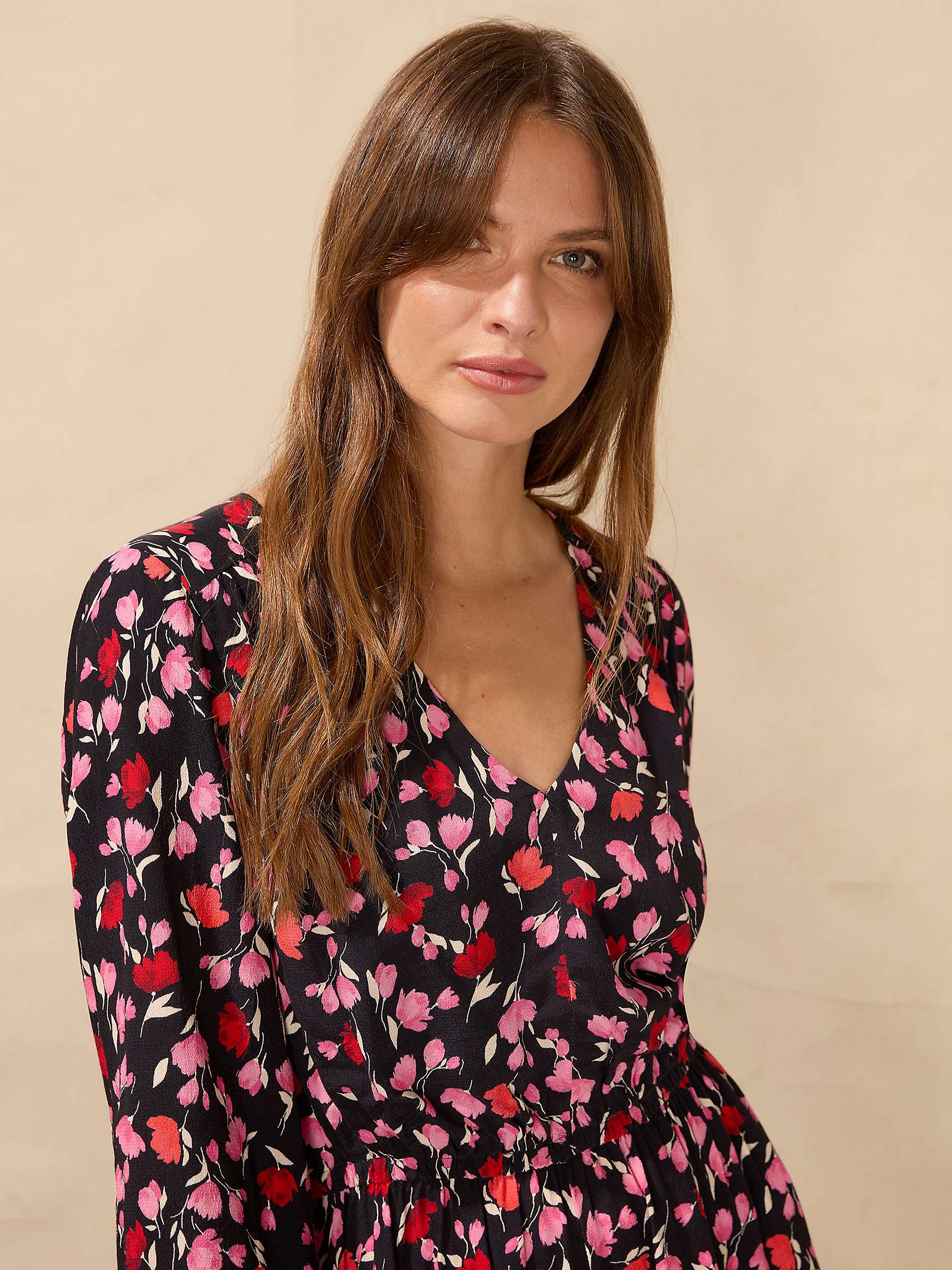 Buy Ro&Zo Ditsy Rose Print V Neck Mini Dress, Pink/Multi Online at johnlewis.com