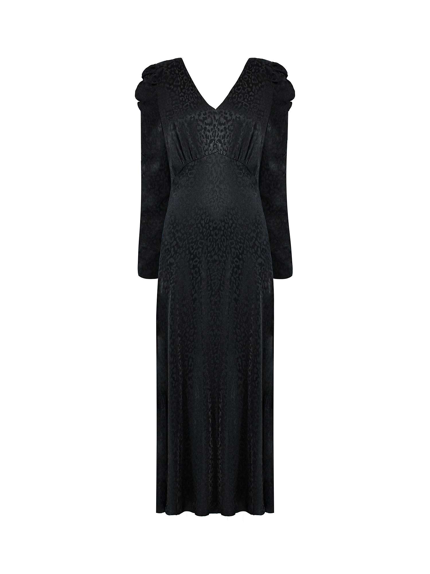 Buy Ro&Zo Petite Satin Jacquard Puff Sleeve Midi Dress, Black Online at johnlewis.com