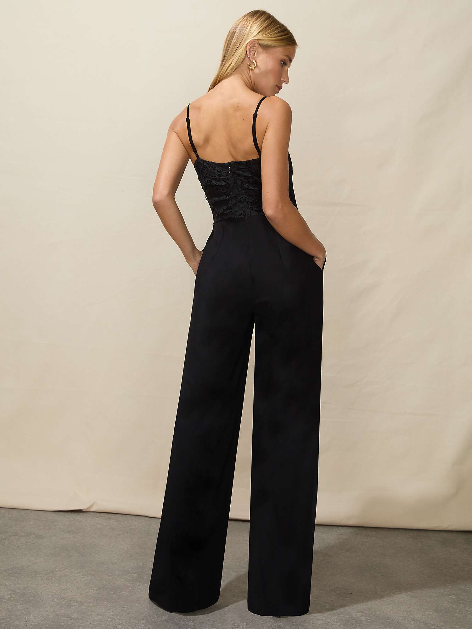 Buy Ro&Zo Lace Bodice Jumpsuit, Black Online at johnlewis.com
