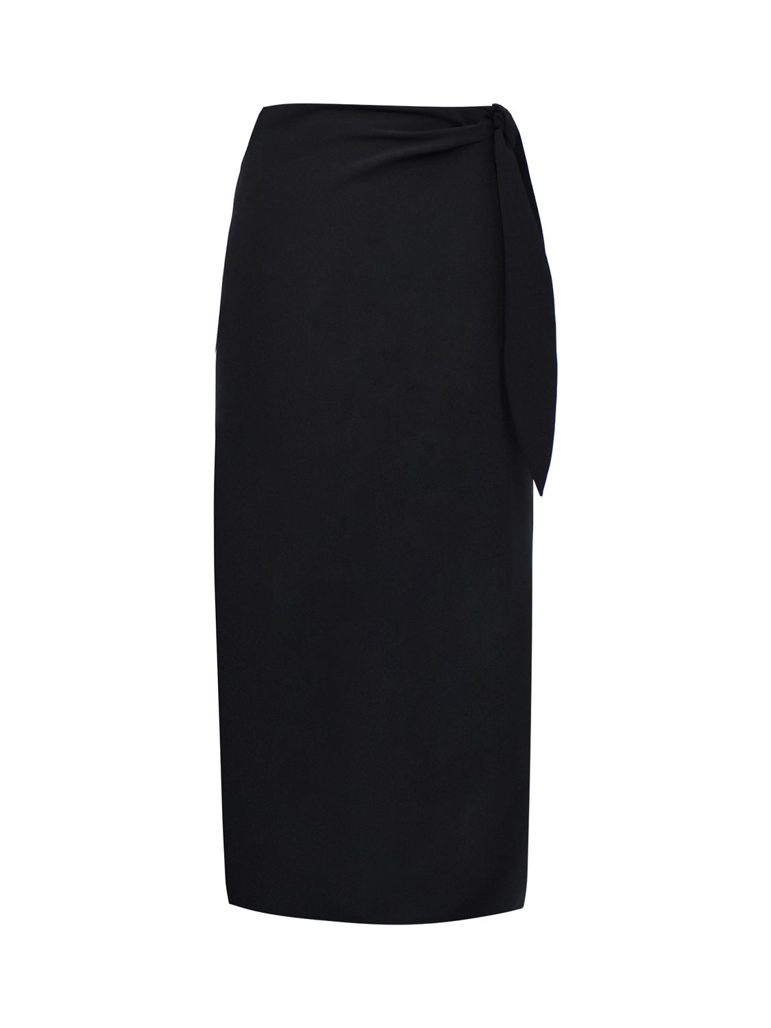 Ro&Zo Crepe Tie Side Wrap Midi Skirt, Black at John Lewis & Partners