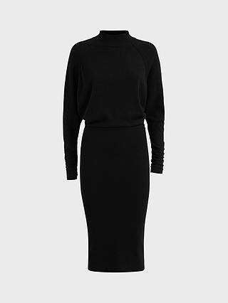 Reiss Freya Knitted High Neck Dress, Black