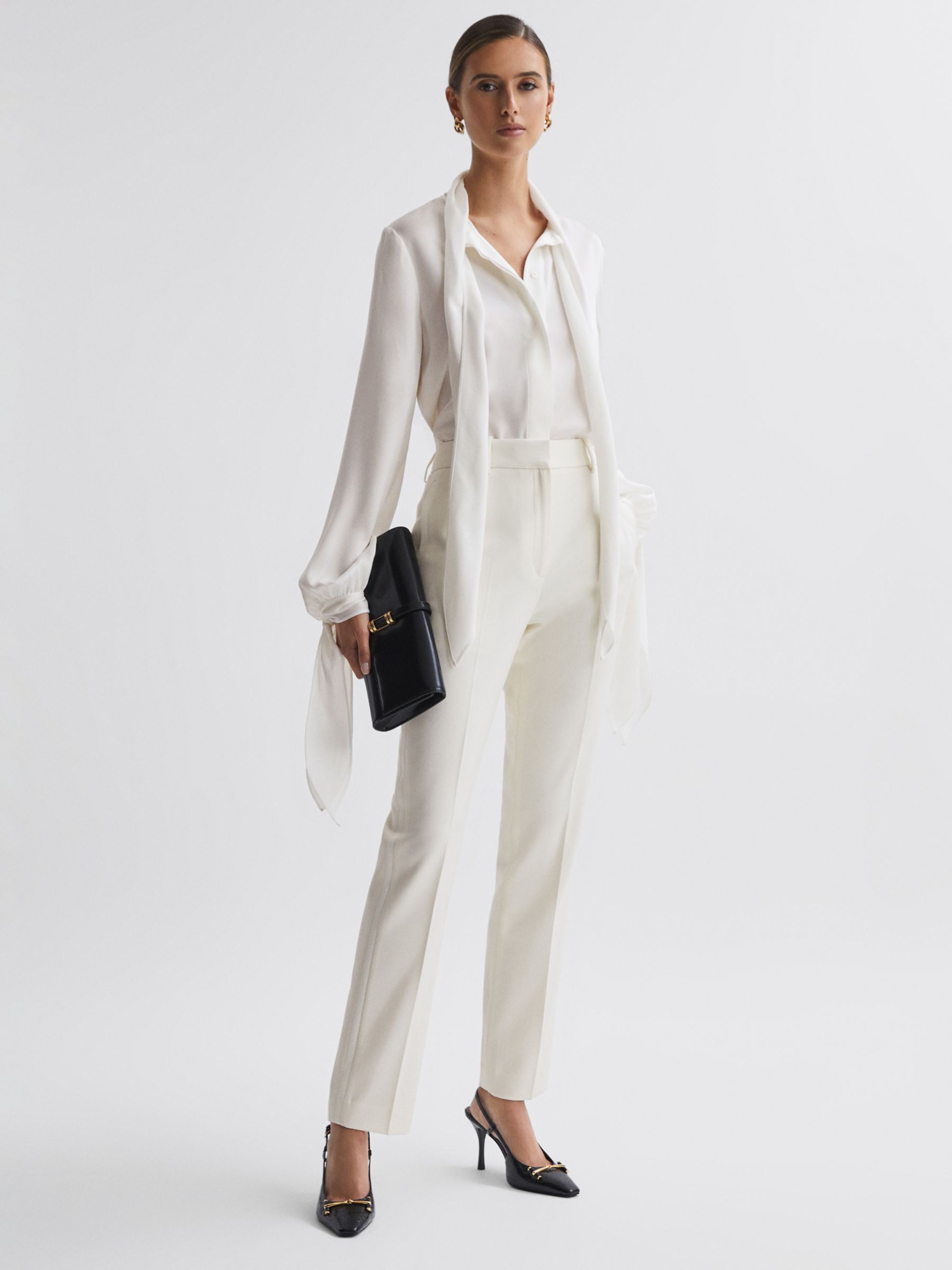 Buy Reiss Mila Slim Fit Trousers, Off White Online at johnlewis.com