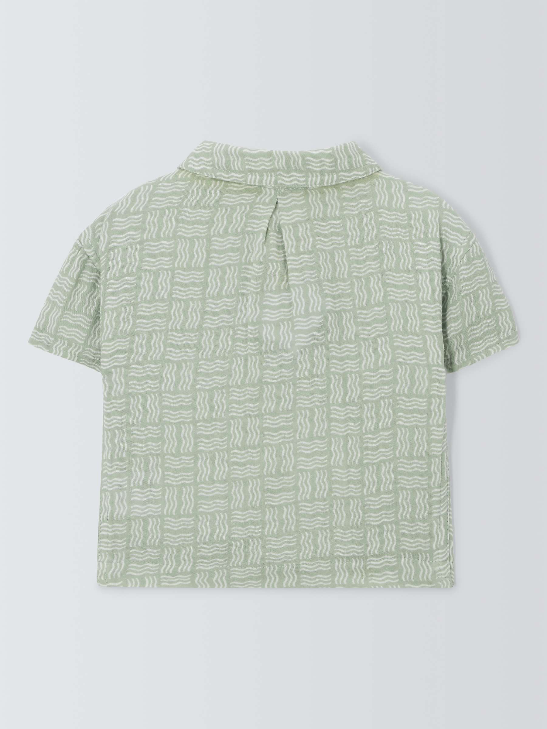 Buy John Lewis Baby Cotton Muslin Printed Shirt, Green Online at johnlewis.com