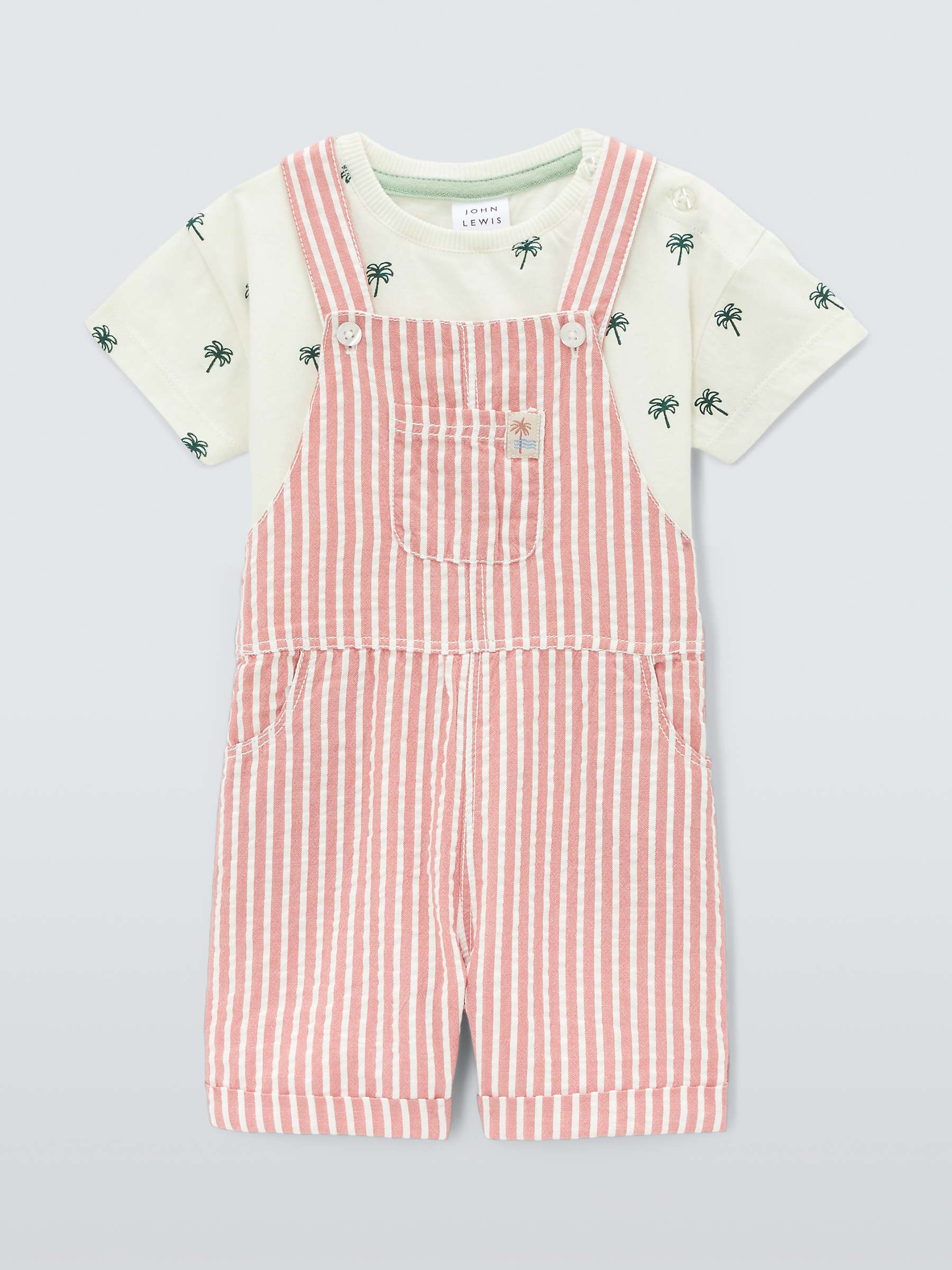 Buy John Lewis Baby Cotton Shortie Dungaree & T-Shirt Set, Multi Online at johnlewis.com
