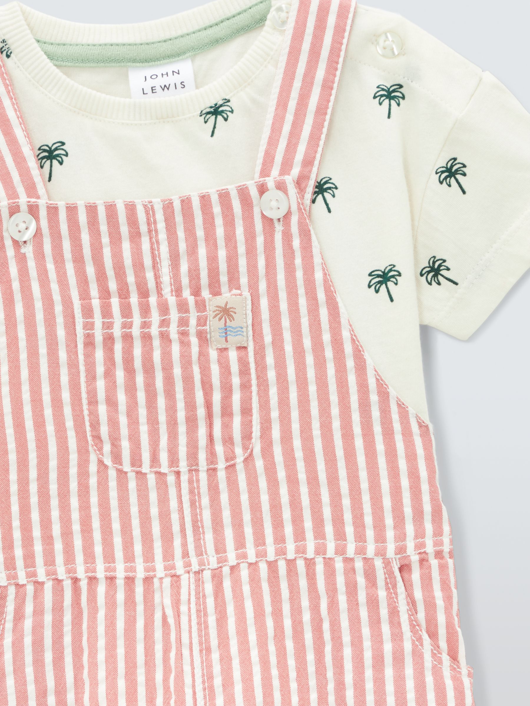 Buy John Lewis Baby Cotton Shortie Dungaree & T-Shirt Set, Multi Online at johnlewis.com