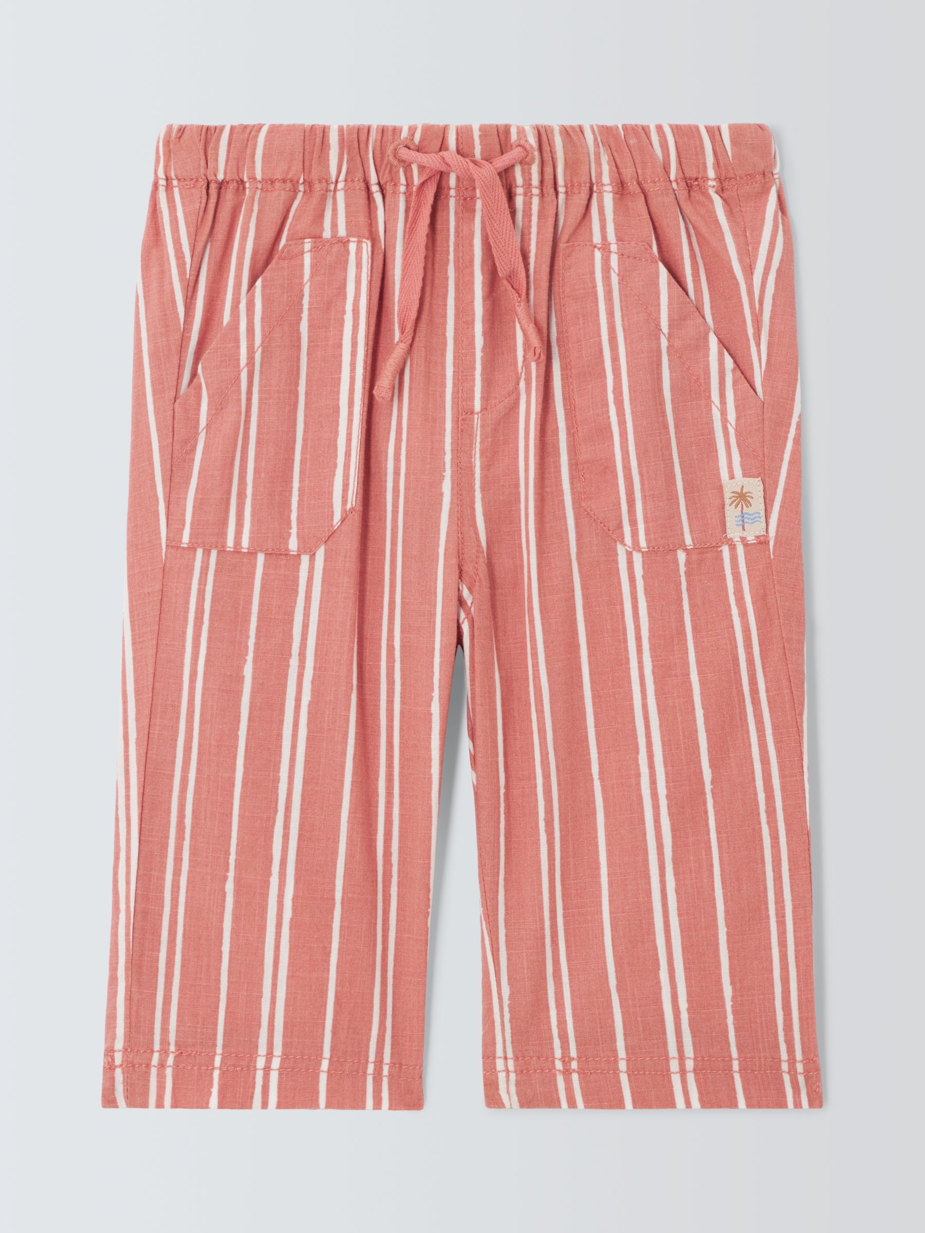 John Lewis Baby Stripe Trousers, Red/White, 6-9 months