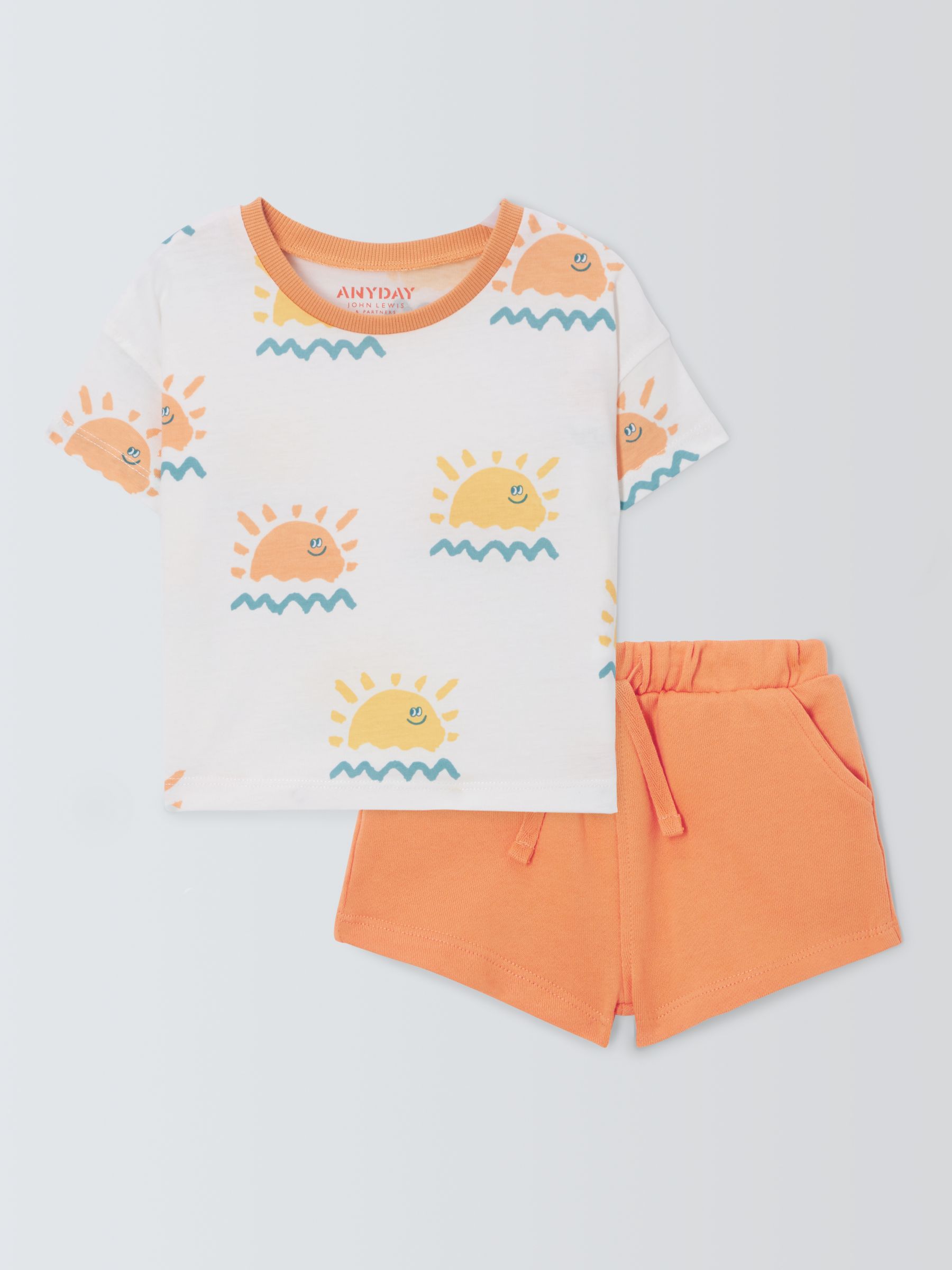 John Lewis ANYDAY Baby Sun Wave T-Shirt and Shorts Set, Multi, 6-9 months