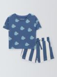 John Lewis ANYDAY Baby Cotton Fish Stripe Print Top & Shorts Set, Multi