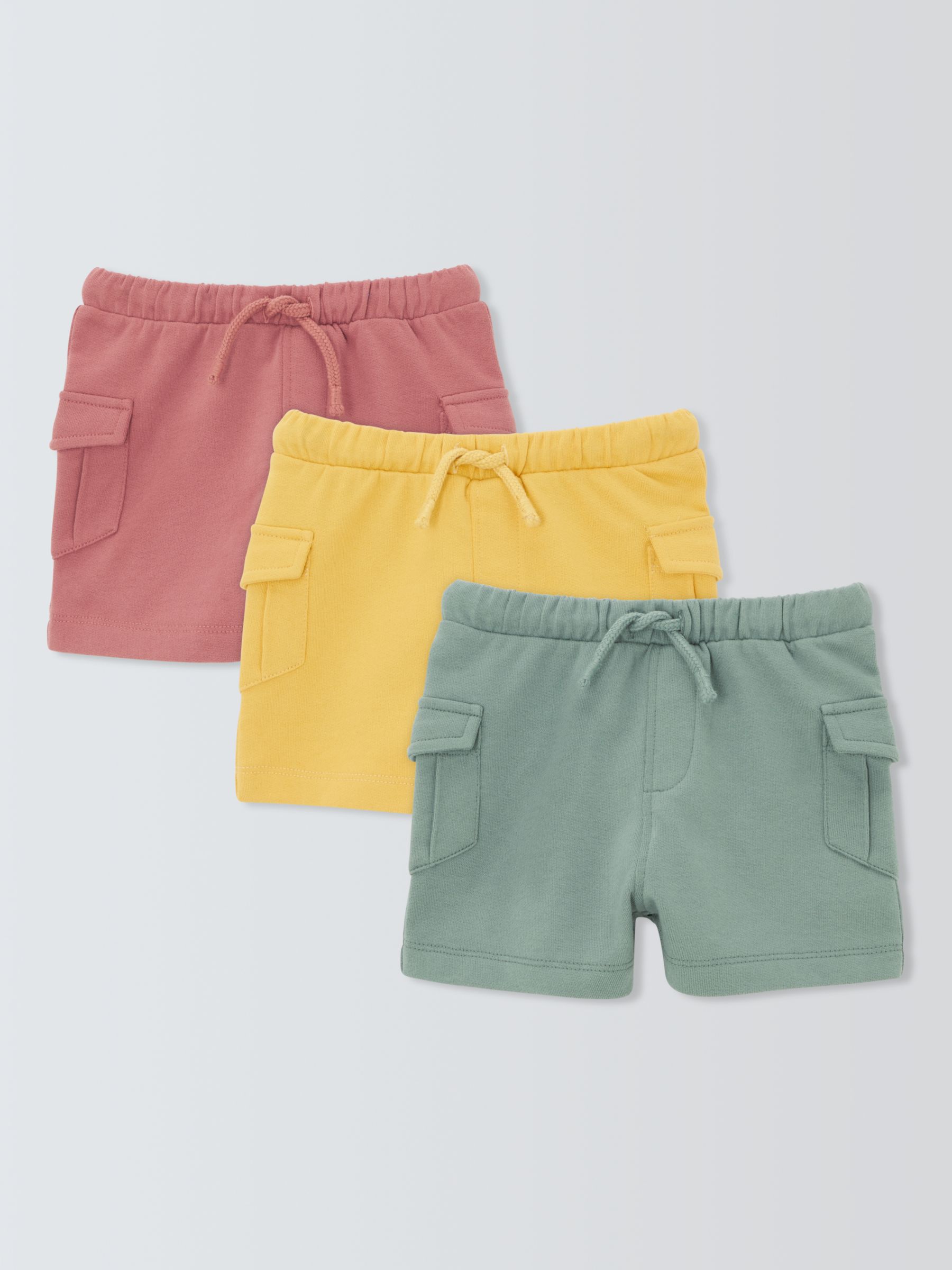 John Lewis Baby Cotton Shorts, Pack of 3, Multi, 6-9 months
