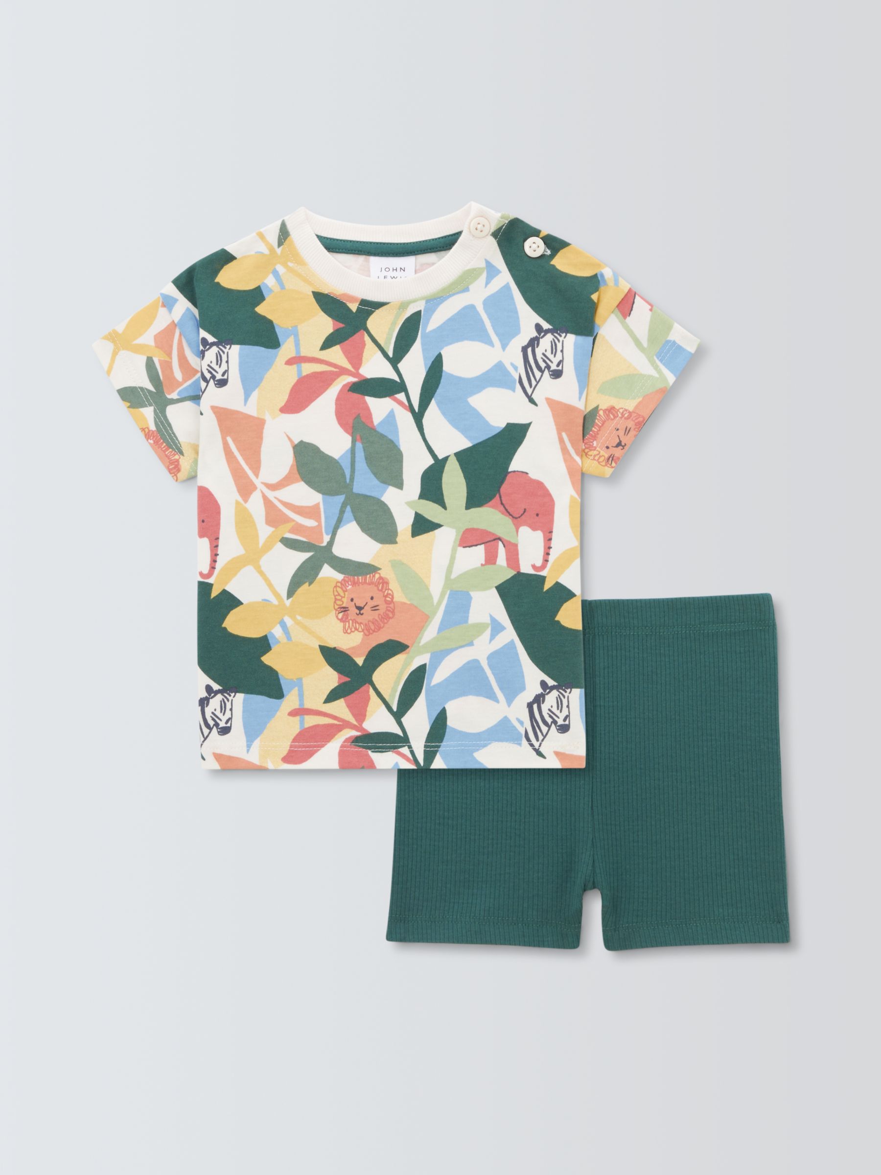 John Lewis Baby Jungle T-Shirt and Shorts Set, Multi, 6-9 months