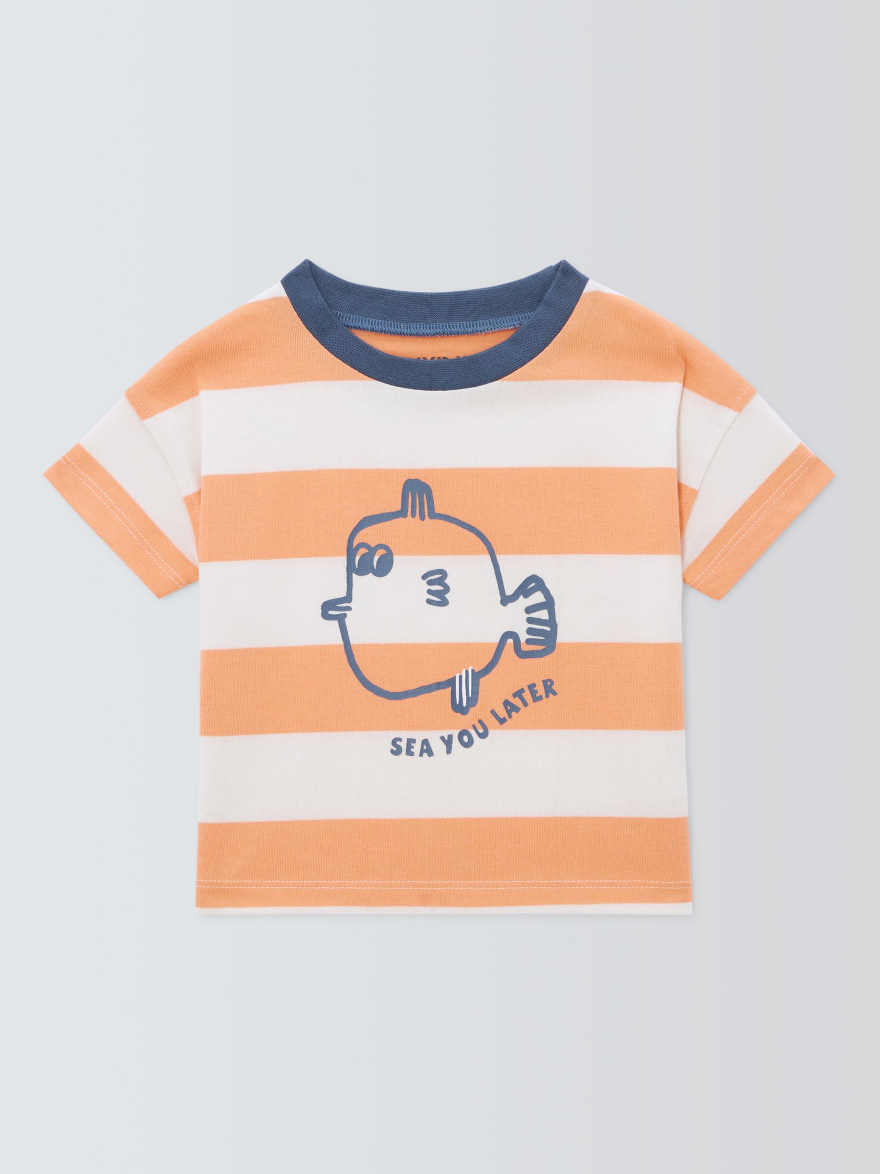 John Lewis ANYDAY Baby Stripe Fish T-Shirt, Multi, 6-9 months