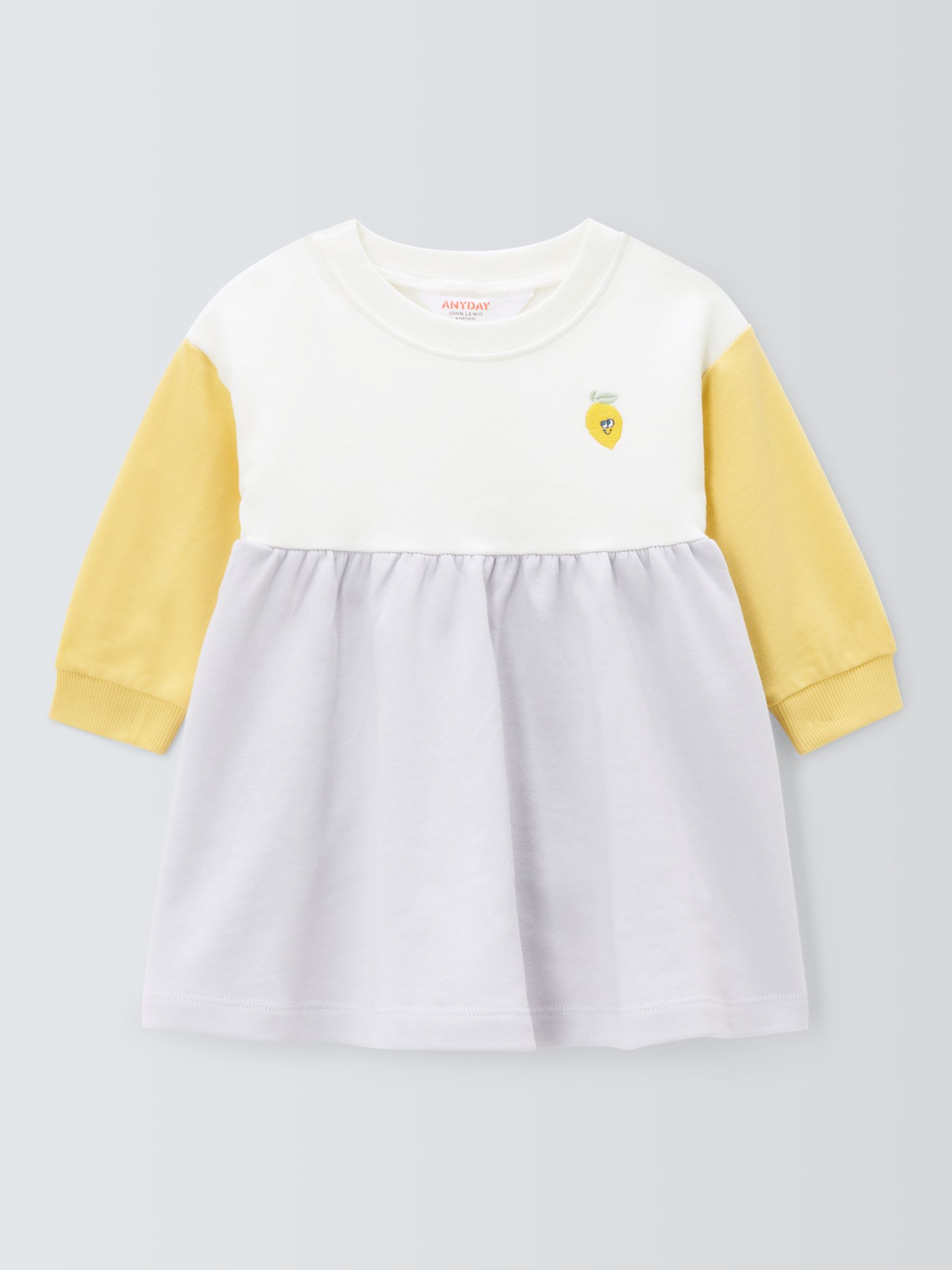 John Lewis ANYDAY Baby Lemon Colour Block Dress, Multi, 6-9 months
