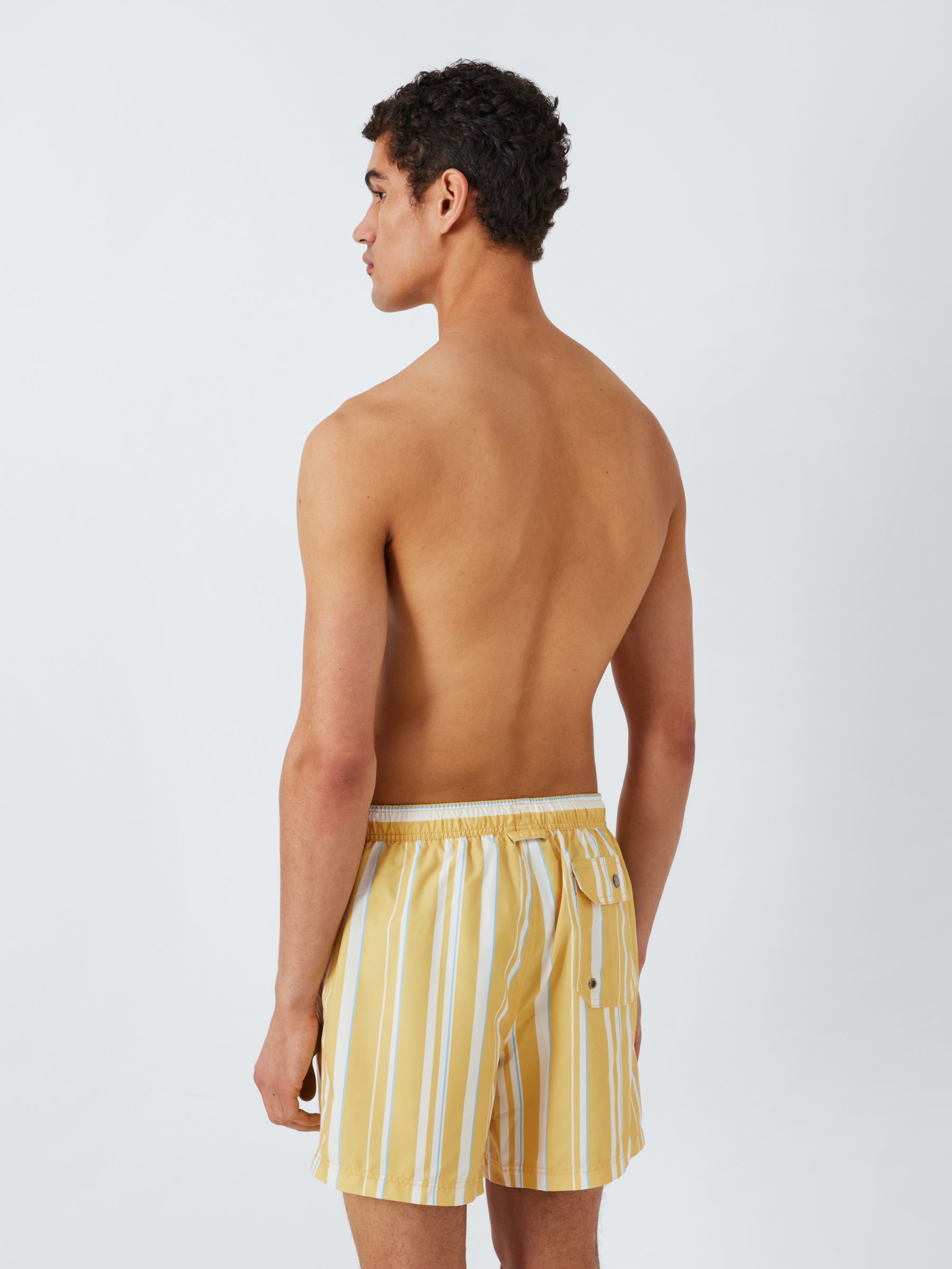John Lewis Recycled Polyester Stripe Swim Shorts, Yellow/Multi, M